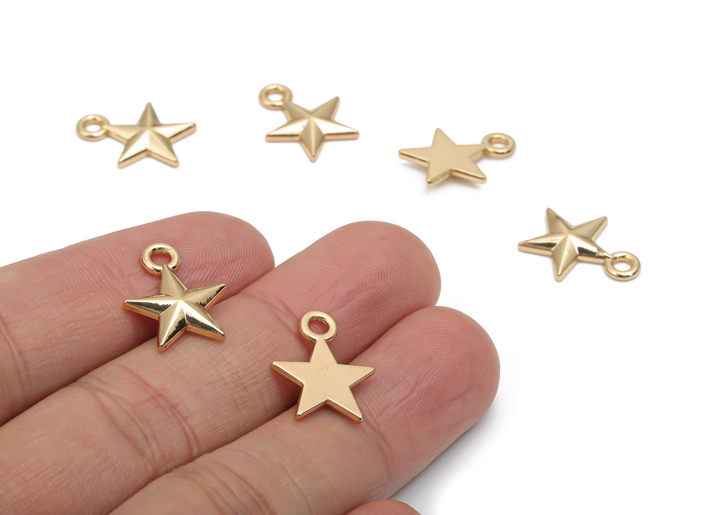 Alloy Star Earring Charms - Alloy Star Pendant - Gold Tone Plated Alloy - Jewelry Making Supplies - 16.52x13.55x2.52mm - ZZ2021 - DOMEDBAZAAR