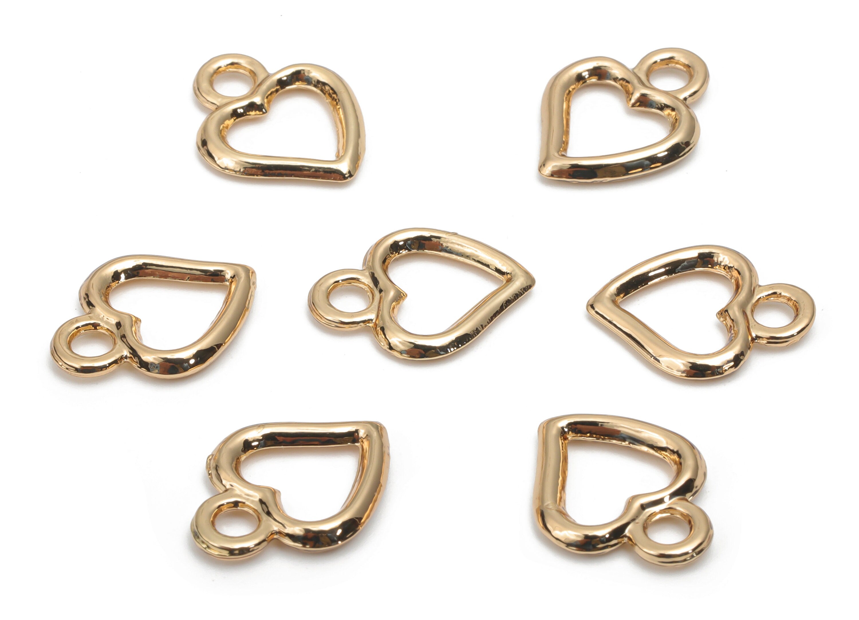 Zinc Alloy Hollow Heart Earring Charms - Alloy Heart Pendant - Gold Tone Plated Alloy - Jewelry Making Supplies - 15.06x11.79x2.1mm - ZZ1994 - DOMEDBAZAAR