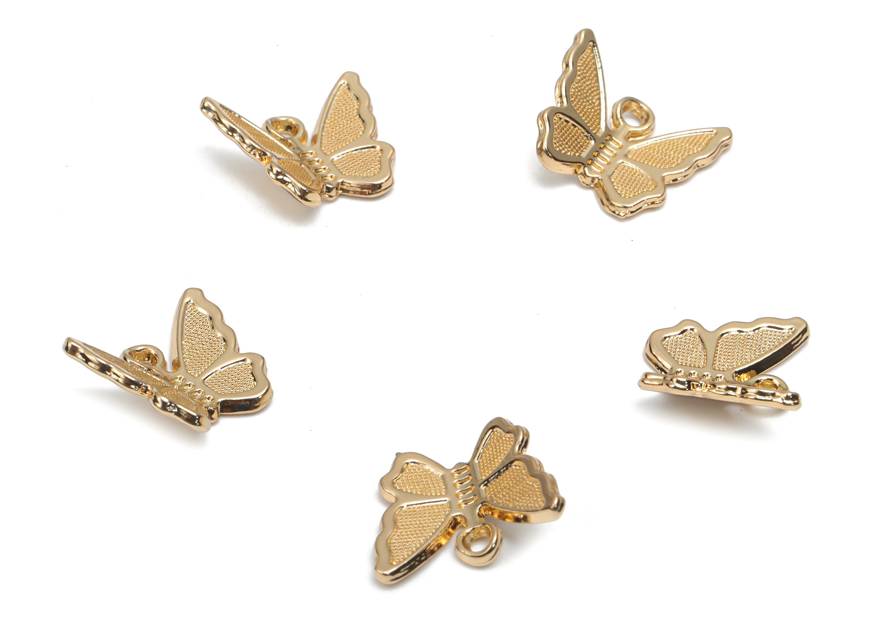 Alloy Butterfly Earring Charms - Alloy Butterfly Pendant - Gold Tone Plated Alloy - Jewelry Making Supplies - 13.46x11.13x1.23mm - ZZ2029 - DOMEDBAZAAR