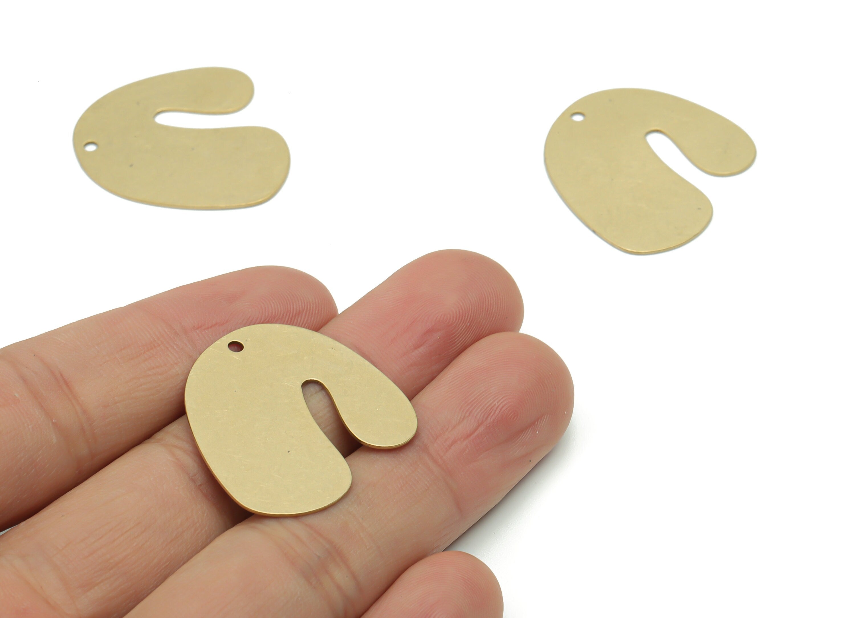Personalized Stamping Blank - Brass U Earring Charms - Raw Brass Irregular Pendant - Jewelry Making Supplies - 30.9x27.94x0.52mm - PP4972 - DOMEDBAZAAR