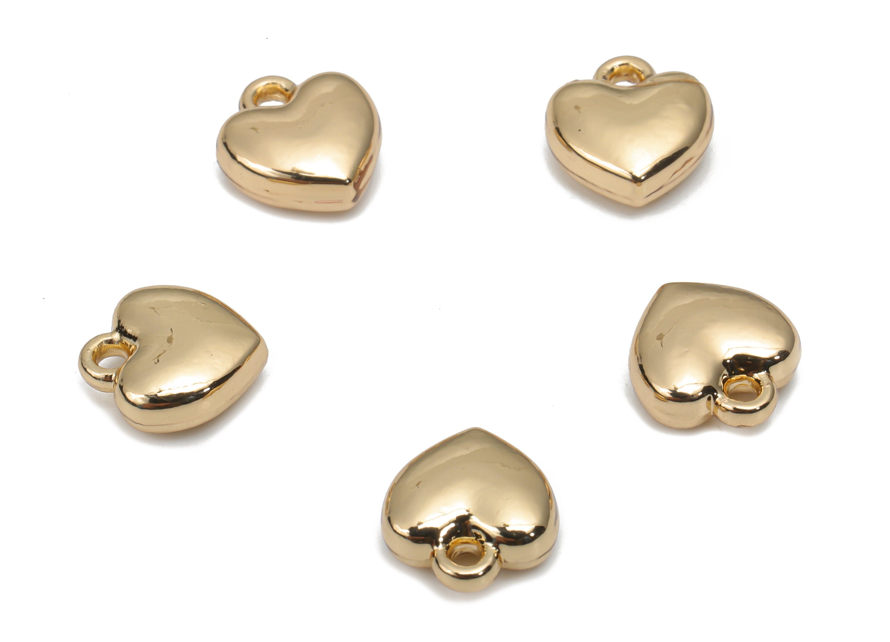 Zinc Alloy Heart Earring Charms - Alloy Heart Pendant - Gold Tone Plated Alloy - Jewelry Making Supplies - 8.42x9.26x3.71mm - ZZ1985 - DOMEDBAZAAR