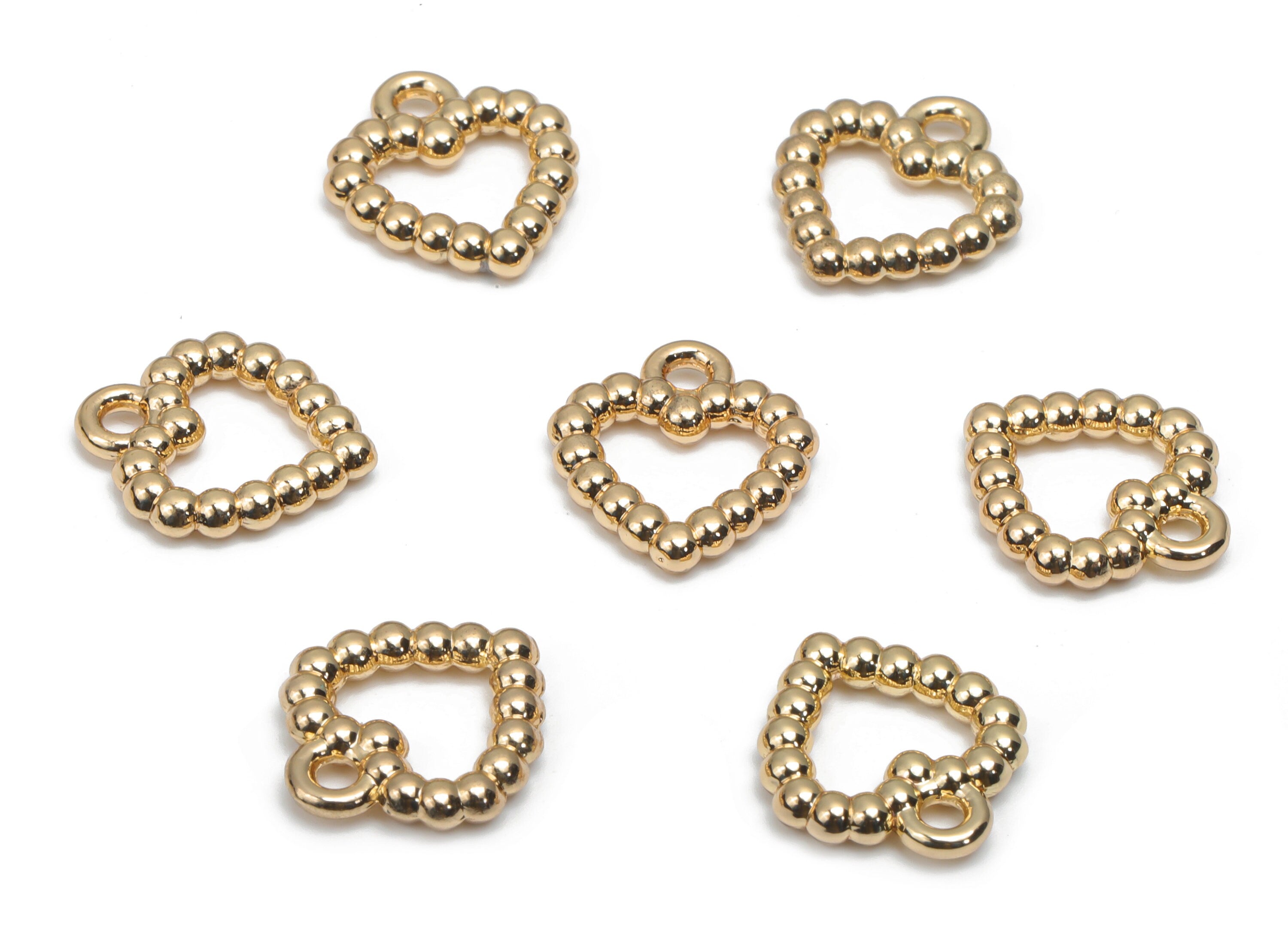 Zinc Alloy Beads Heart Earring Charms - Alloy Heart Pendant - Gold Tone Plated Alloy - Jewelry Making Supplies - 14.02x12.53x2.33mm - ZZ1996 - DOMEDBAZAAR