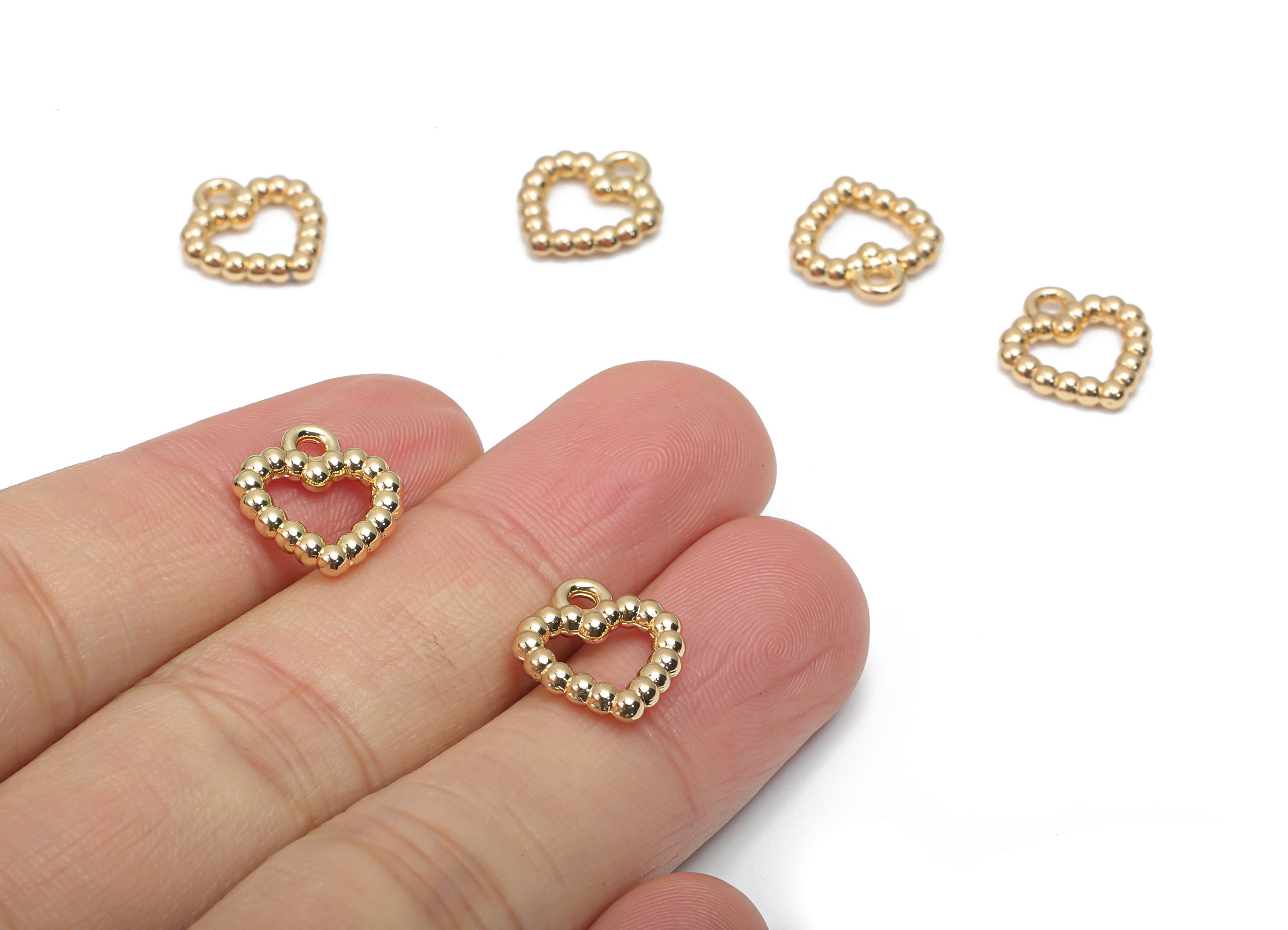 Zinc Alloy Beads Heart Earring Charms - Alloy Heart Pendant - Gold Tone Plated Alloy - Jewelry Making Supplies - 14.02x12.53x2.33mm - ZZ1996 - DOMEDBAZAAR