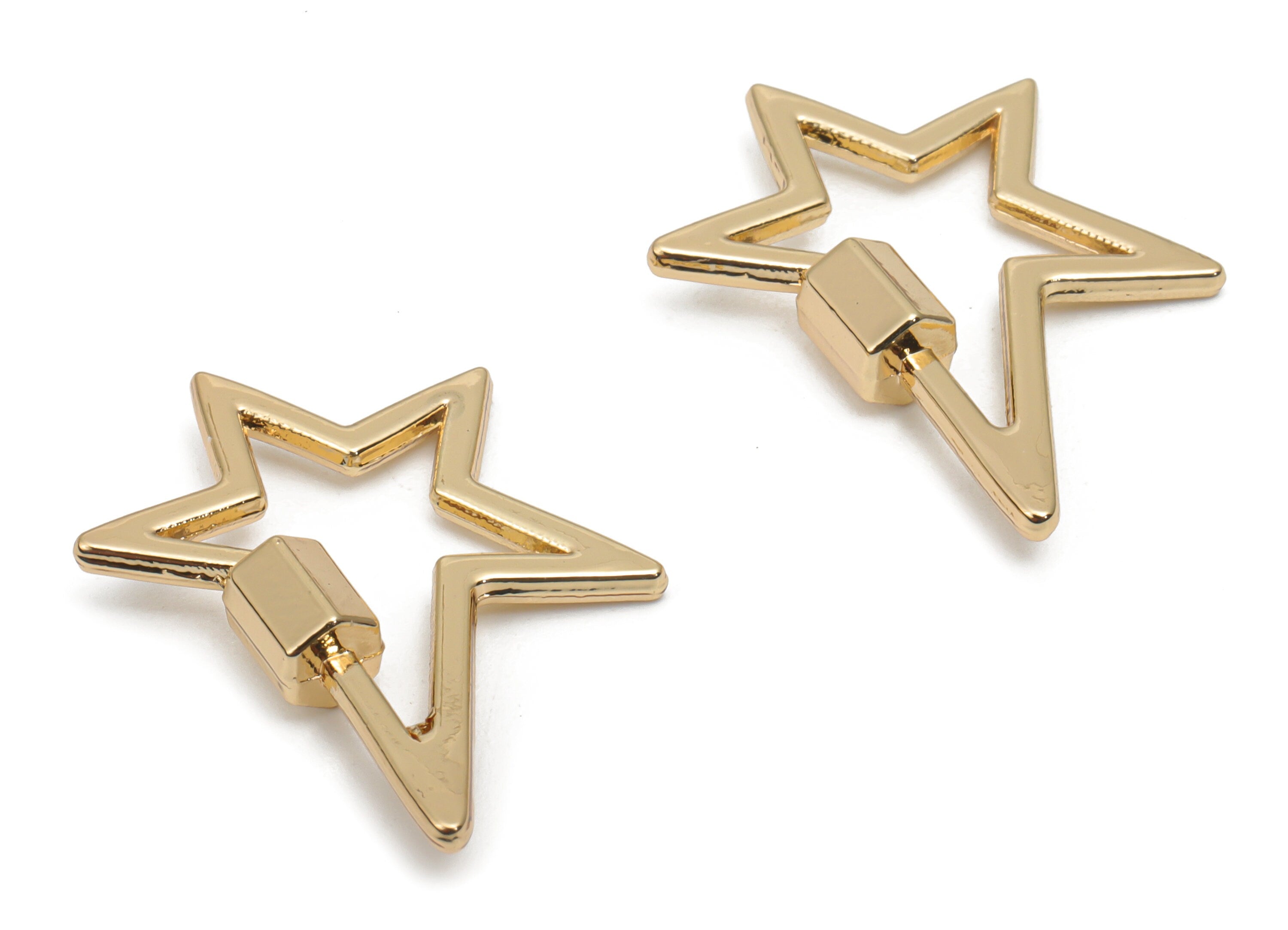 Alloy Five-pointed Star Earring Connector - Alloy Star Pendant - Gold Tone Plated Alloy - Jewelry Supplies - 22.68x20.23x4.35mm - ZZ2023 - DOMEDBAZAAR