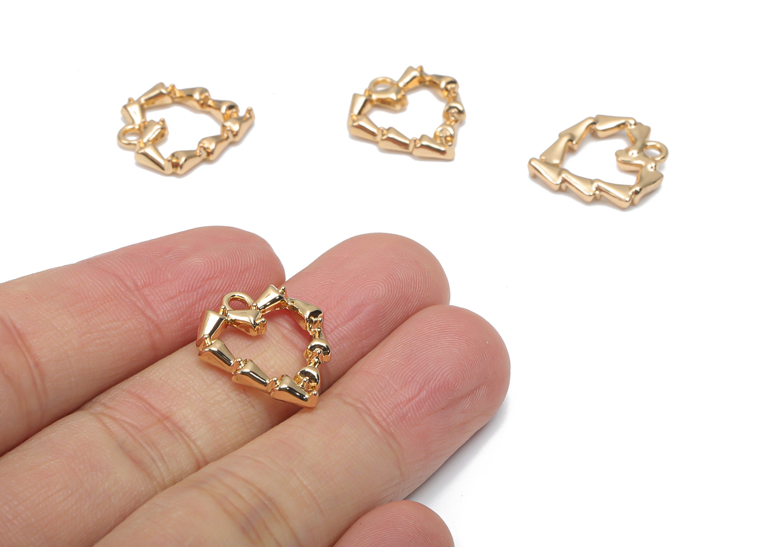 Zinc Alloy Knot Heart Earring Charms - Alloy Heart Pendant - Gold Tone Plated Alloy - Jewelry Making Supplies - 19.41x17.99x2.96mm - ZZ1991 - DOMEDBAZAAR