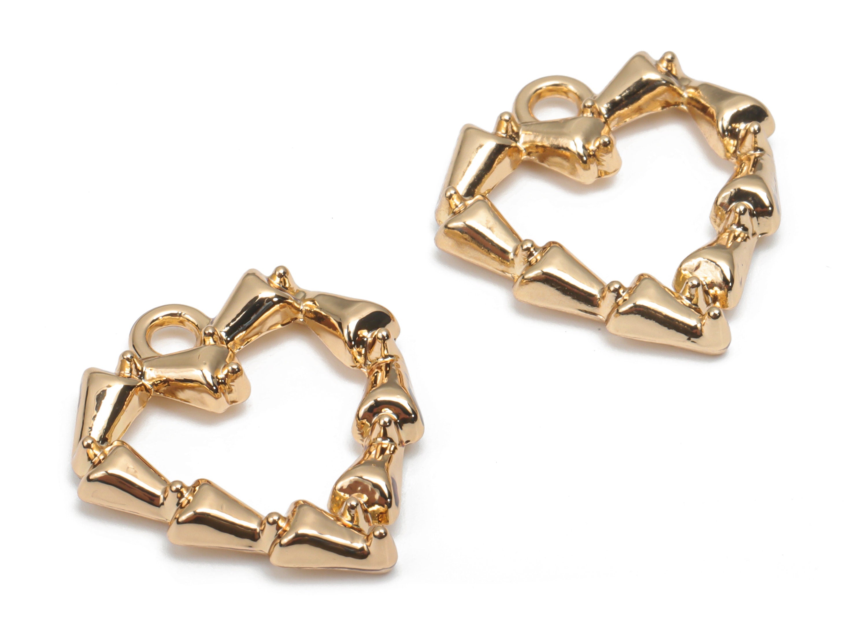 Zinc Alloy Knot Heart Earring Charms - Alloy Heart Pendant - Gold Tone Plated Alloy - Jewelry Making Supplies - 19.41x17.99x2.96mm - ZZ1991 - DOMEDBAZAAR