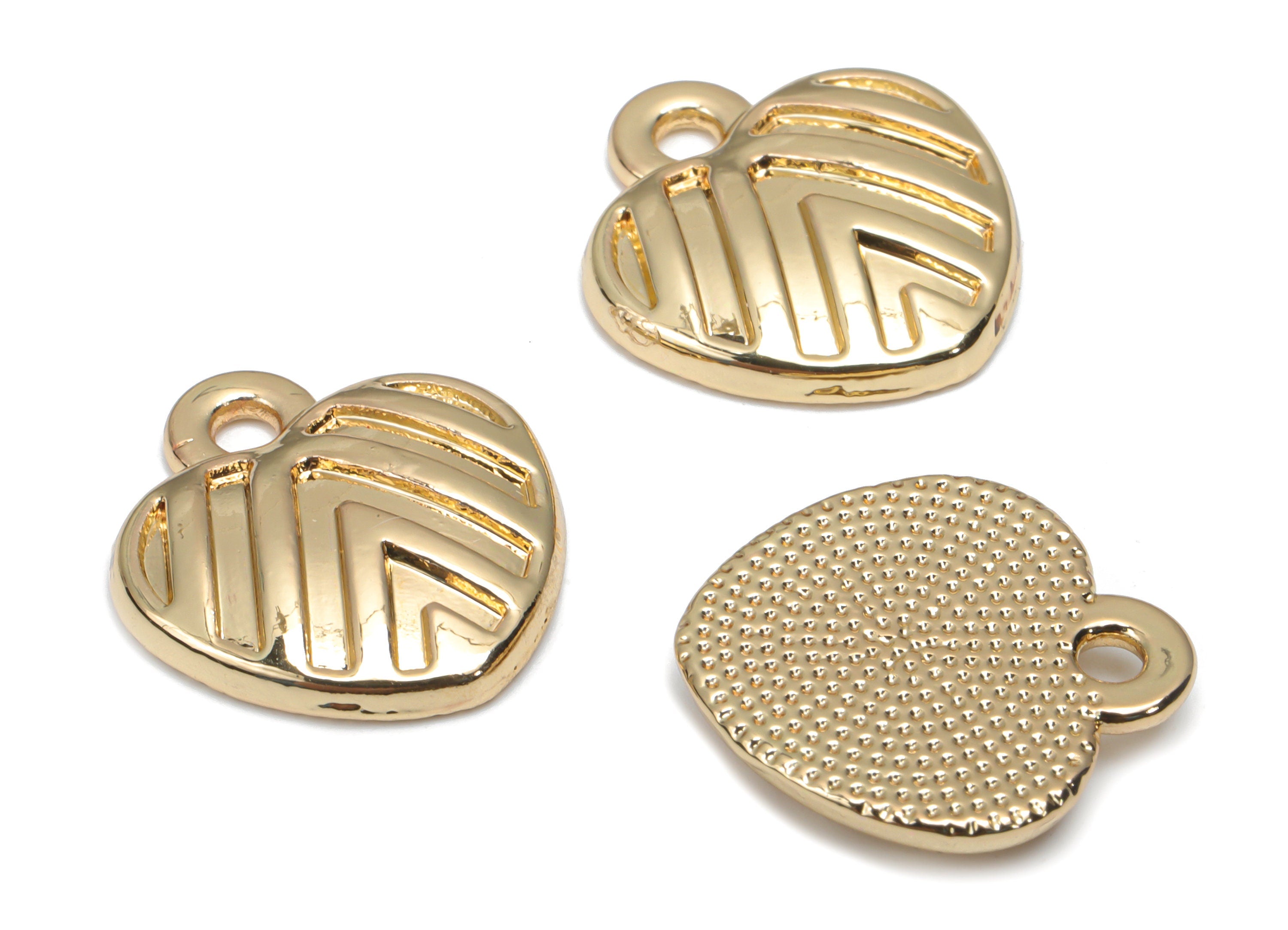Zinc Alloy Heart Earring Charms - Alloy Heart Pendant - Gold Tone Plated Alloy - Jewelry Making Supplies - 17.45x16.24x2.95mm - ZZ2001 - DOMEDBAZAAR