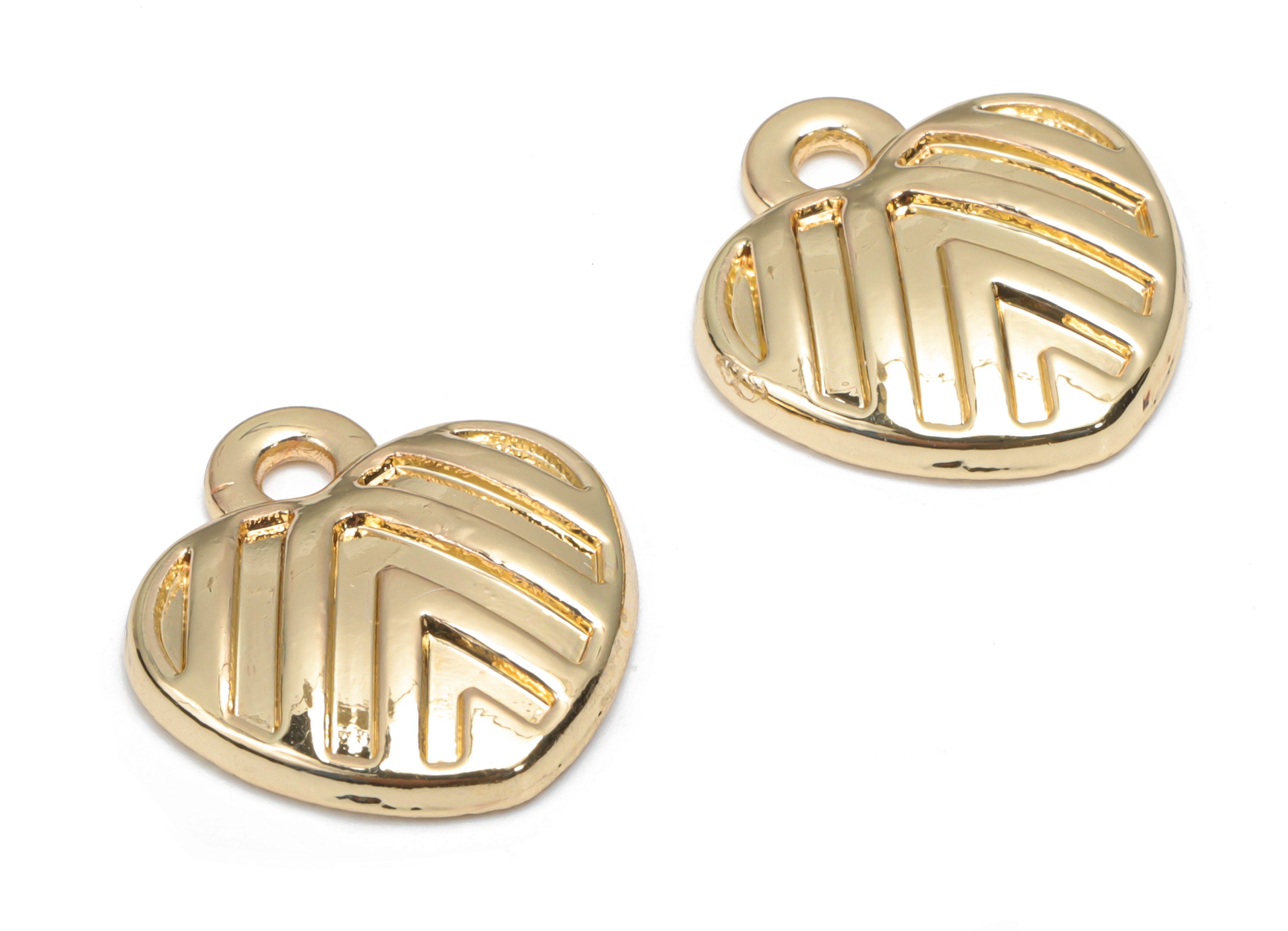 Zinc Alloy Heart Earring Charms - Alloy Heart Pendant - Gold Tone Plated Alloy - Jewelry Making Supplies - 17.45x16.24x2.95mm - ZZ2001 - DOMEDBAZAAR