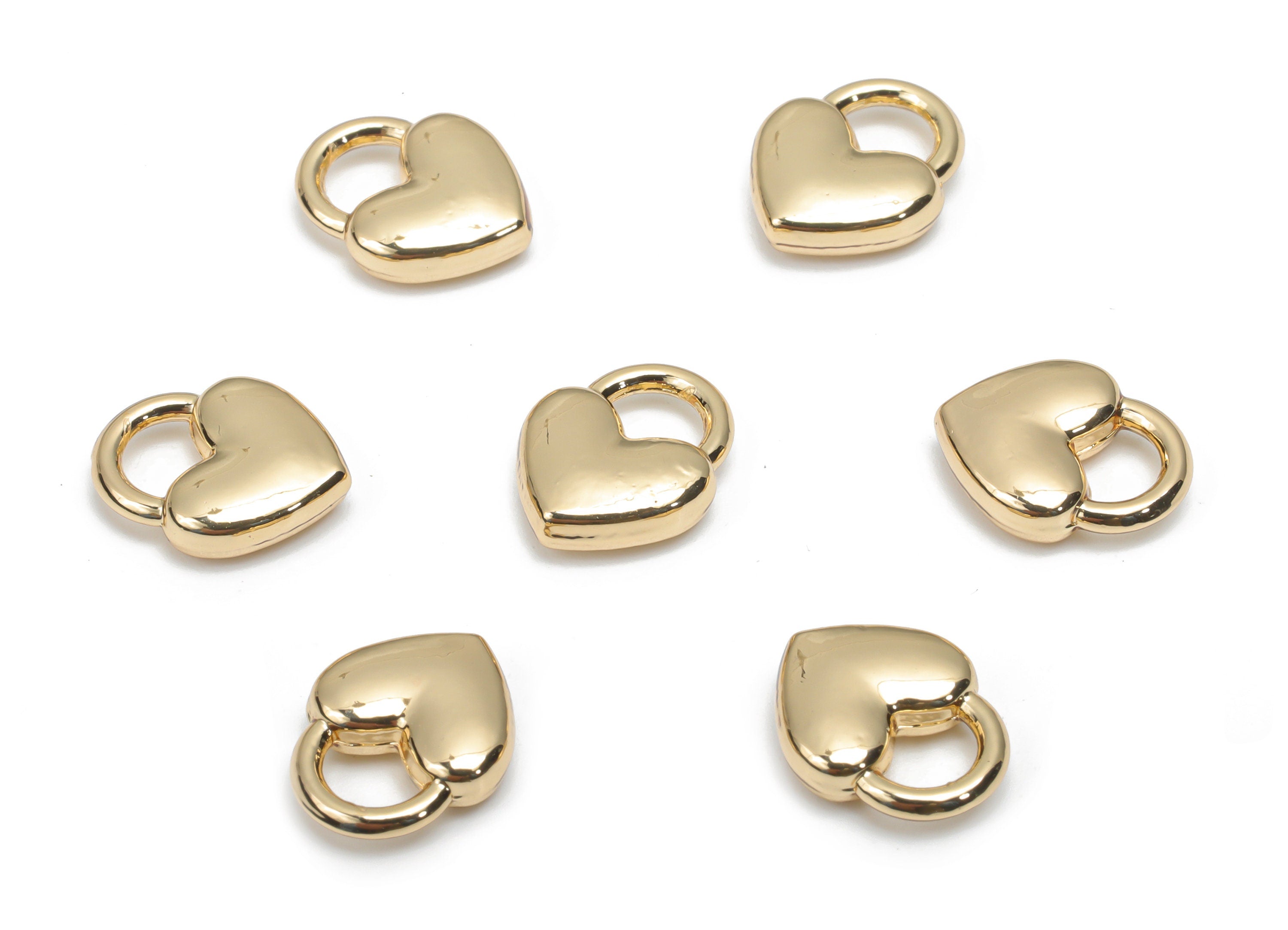 Zinc Alloy Heart Earring Charms - Alloy Heart Pendant - Gold Tone Plated Alloy - Jewelry Making Supplies - 11.01x8.85x3.03mm - ZZ2002 - DOMEDBAZAAR