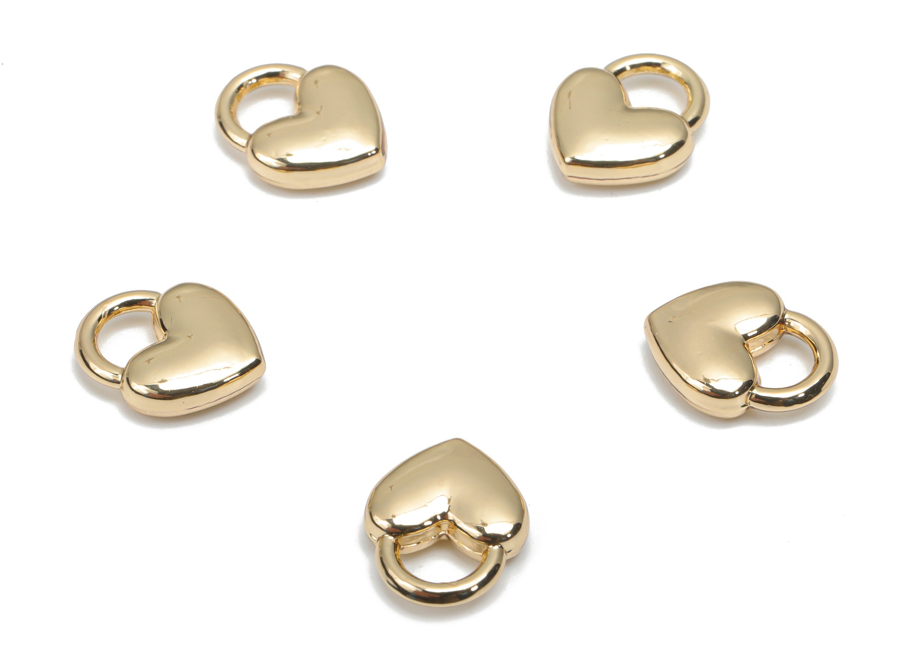 Zinc Alloy Heart Earring Charms - Alloy Heart Pendant - Gold Tone Plated Alloy - Jewelry Making Supplies - 11.01x8.85x3.03mm - ZZ2002 - DOMEDBAZAAR