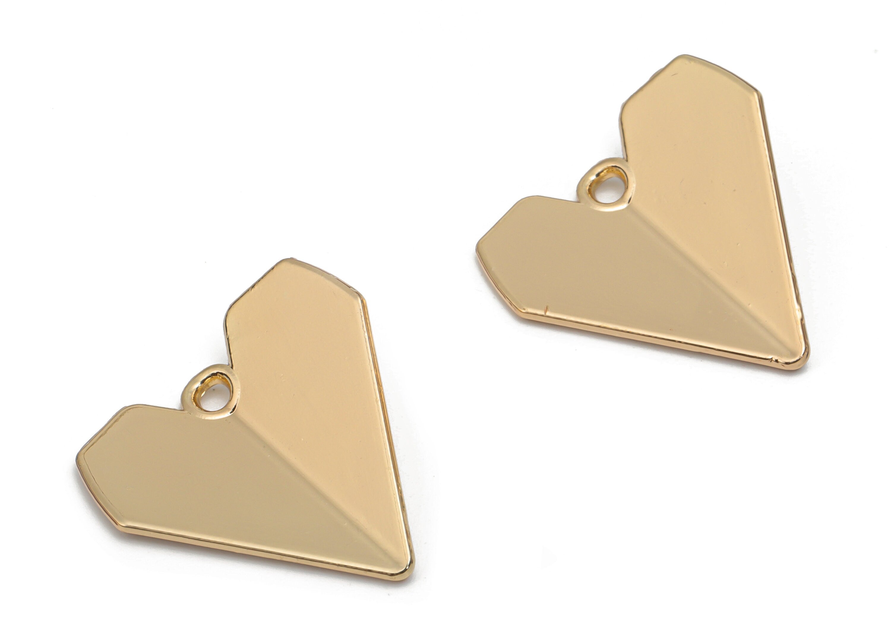 Alloy Heart Earring Charms - Alloy Heart Pendant - Gold Tone Plated Alloy - Jewelry Making Supplies - 20.2x19.08x1.08mm - ZZ2006 - DOMEDBAZAAR