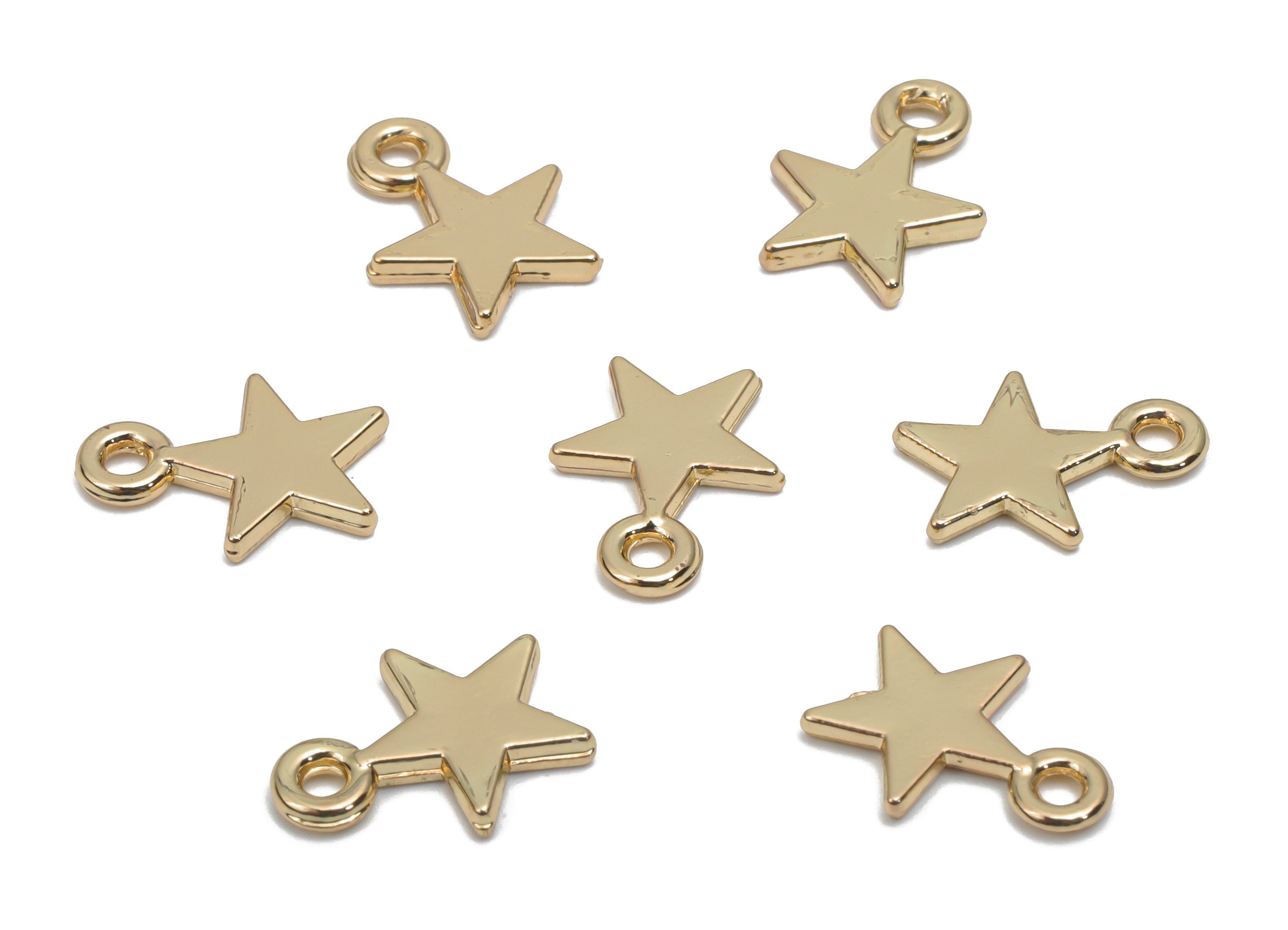 Alloy Star Earring Charms - Alloy Star Pendant - Gold Tone Plated Alloy - Jewelry Making Supplies - 12.97x9.67x1.46mm - ZZ2020 - DOMEDBAZAAR
