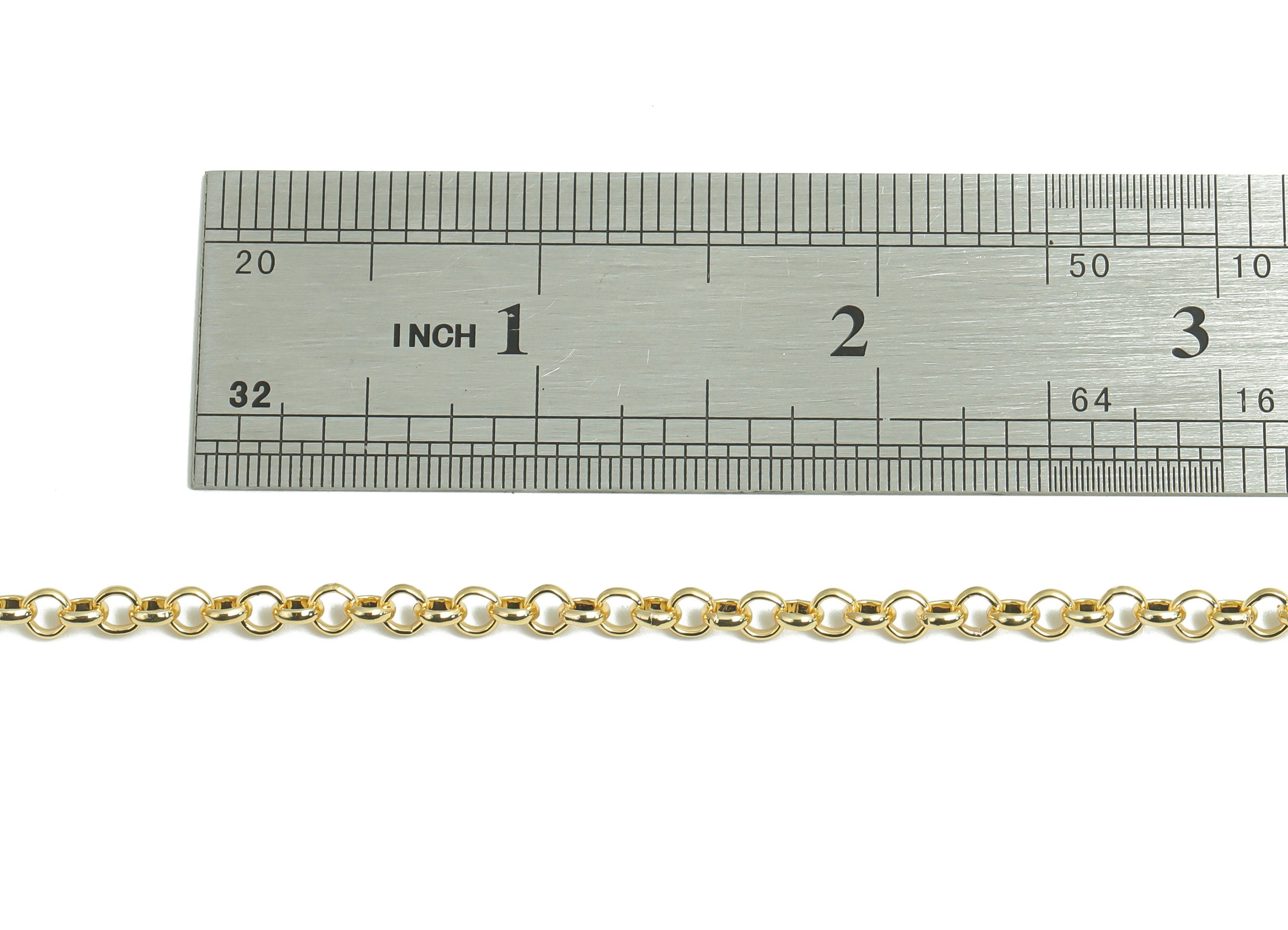 Gold Iron Rolo Chain - 18K Real Gold Plated Iron Chain - Soldered Round Rolo Chain - 0.15&quot; x 0.15&quot; x 0.04&quot; - for Jewellery Making - RGP4295 - DOMEDBAZAAR