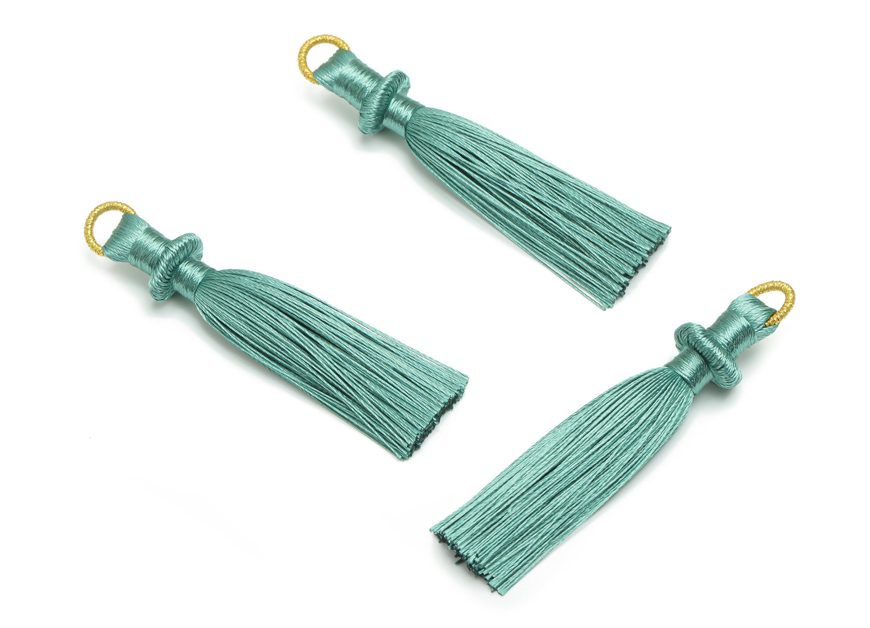 Silky Tassel Earring With Loop - Green Earring Tassels  - Luxe Tassel - Boho Tassel - Jewelry Making Supplies - 77.3x13.15x6.38mm - TS1129E - DOMEDBAZAAR