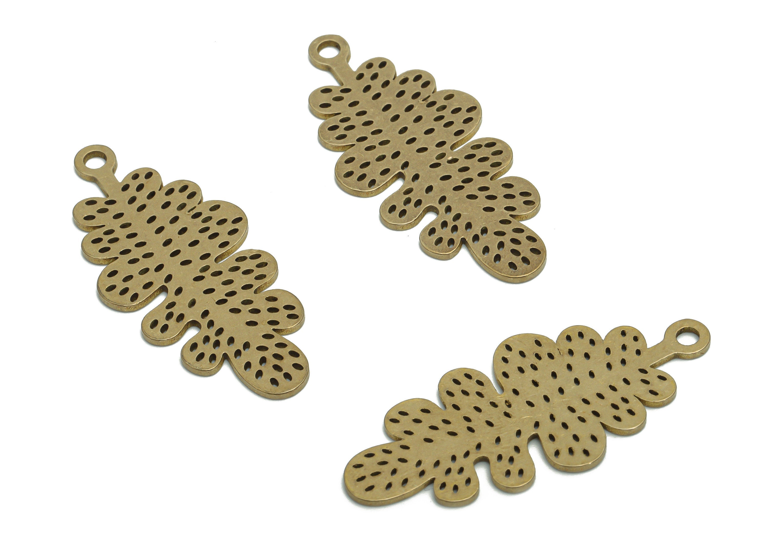 Brass Bubble Grape Earring Charms - Raw Brass Bubble Leaves Pendant - Jewelry Making Supplies - 37.78x16.85x0.86mm - PPA2342 - DOMEDBAZAAR