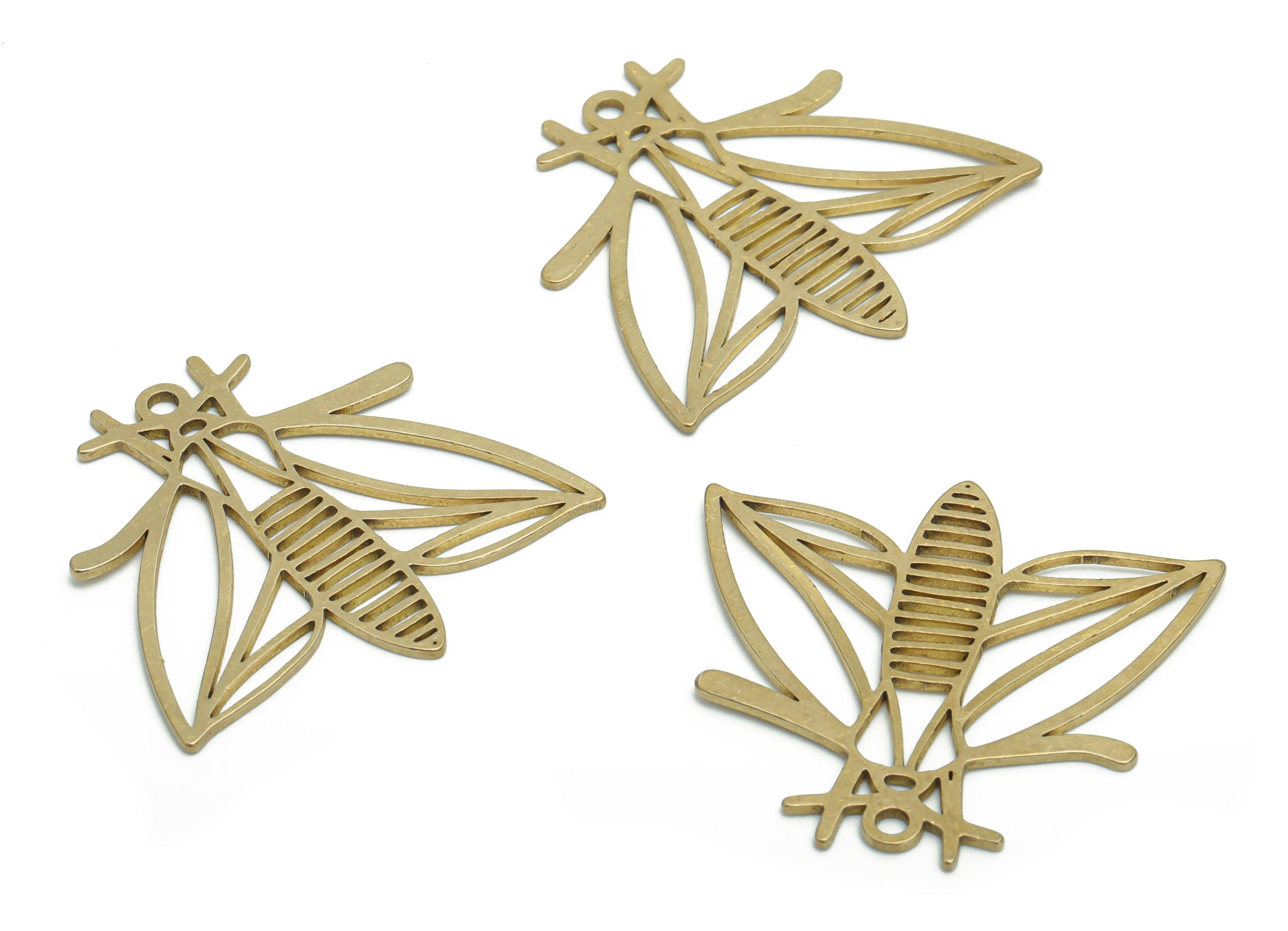 Brass Moth Earring Charms - Raw Brass Moth Pendant - DIY Jewelry Making Supplies - 34.63x32.19x0.85mm - PPA1323 - DOMEDBAZAAR