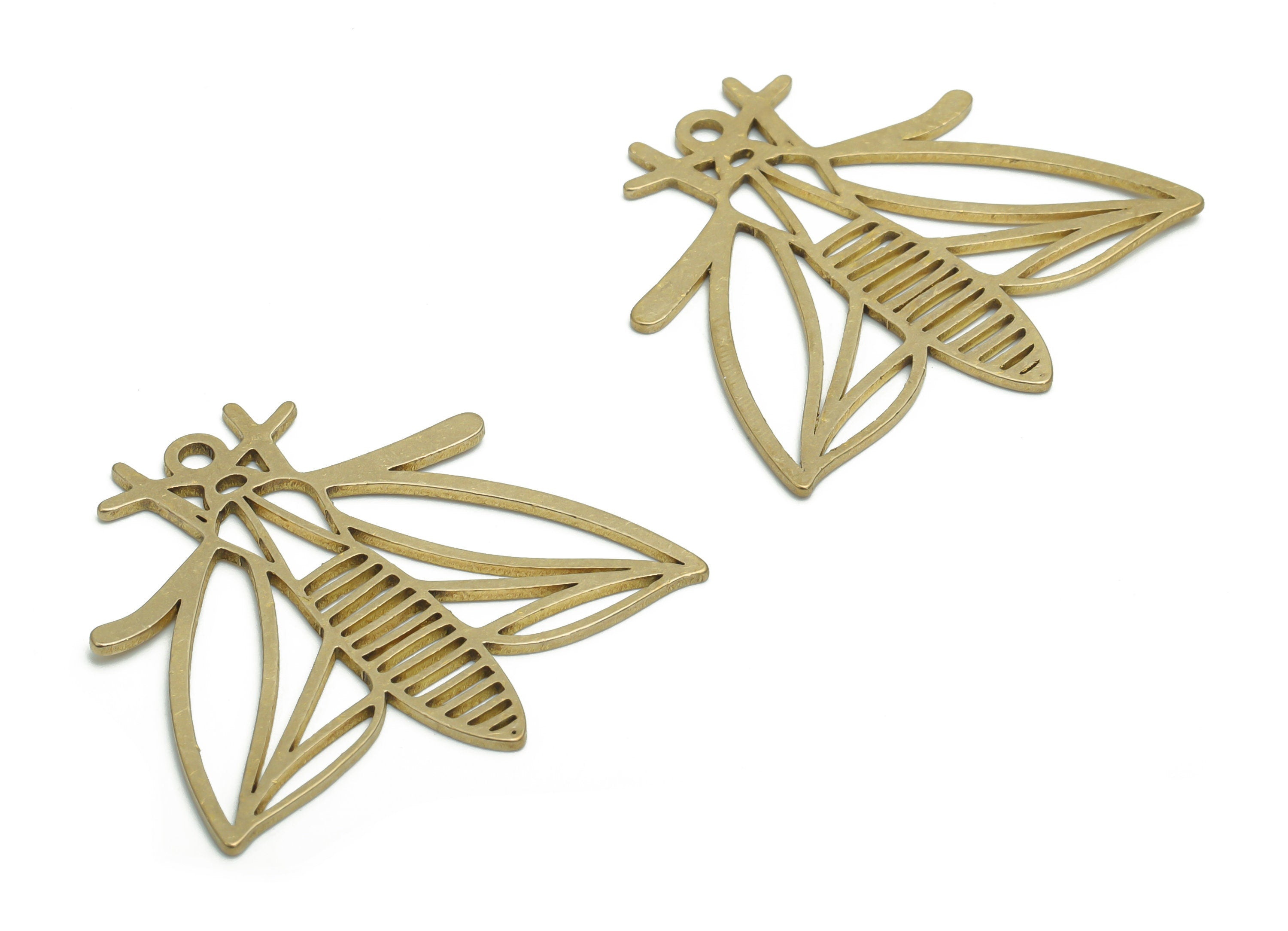 Brass Moth Earring Charms - Raw Brass Moth Pendant - DIY Jewelry Making Supplies - 34.63x32.19x0.85mm - PPA1323 - DOMEDBAZAAR