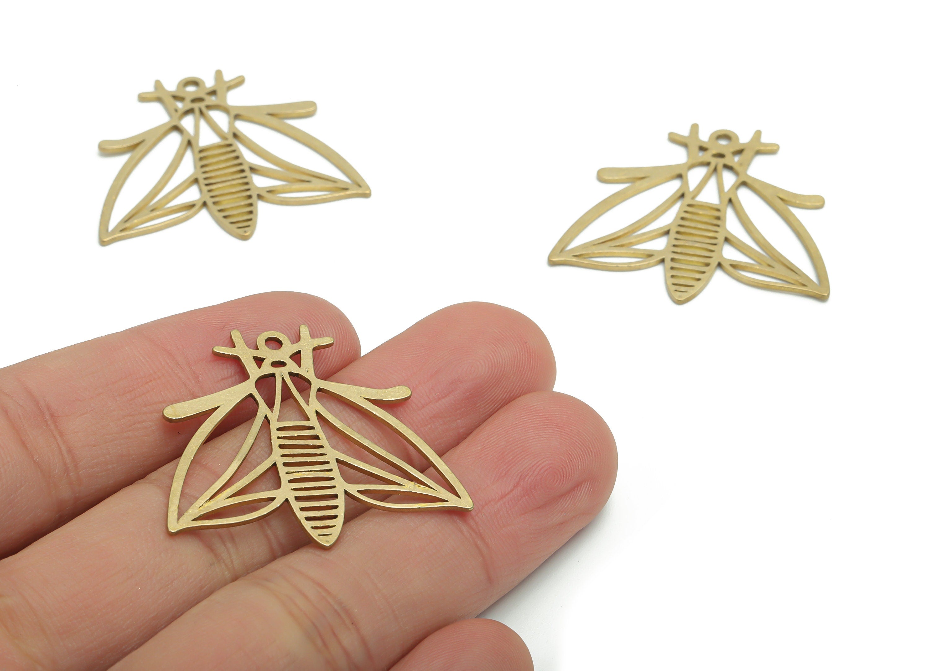 Brass Moth Earring Charms - Raw Brass Moth Pendant - DIY Jewelry Making Supplies - 34.63x32.19x0.85mm - PPA1323 - DOMEDBAZAAR