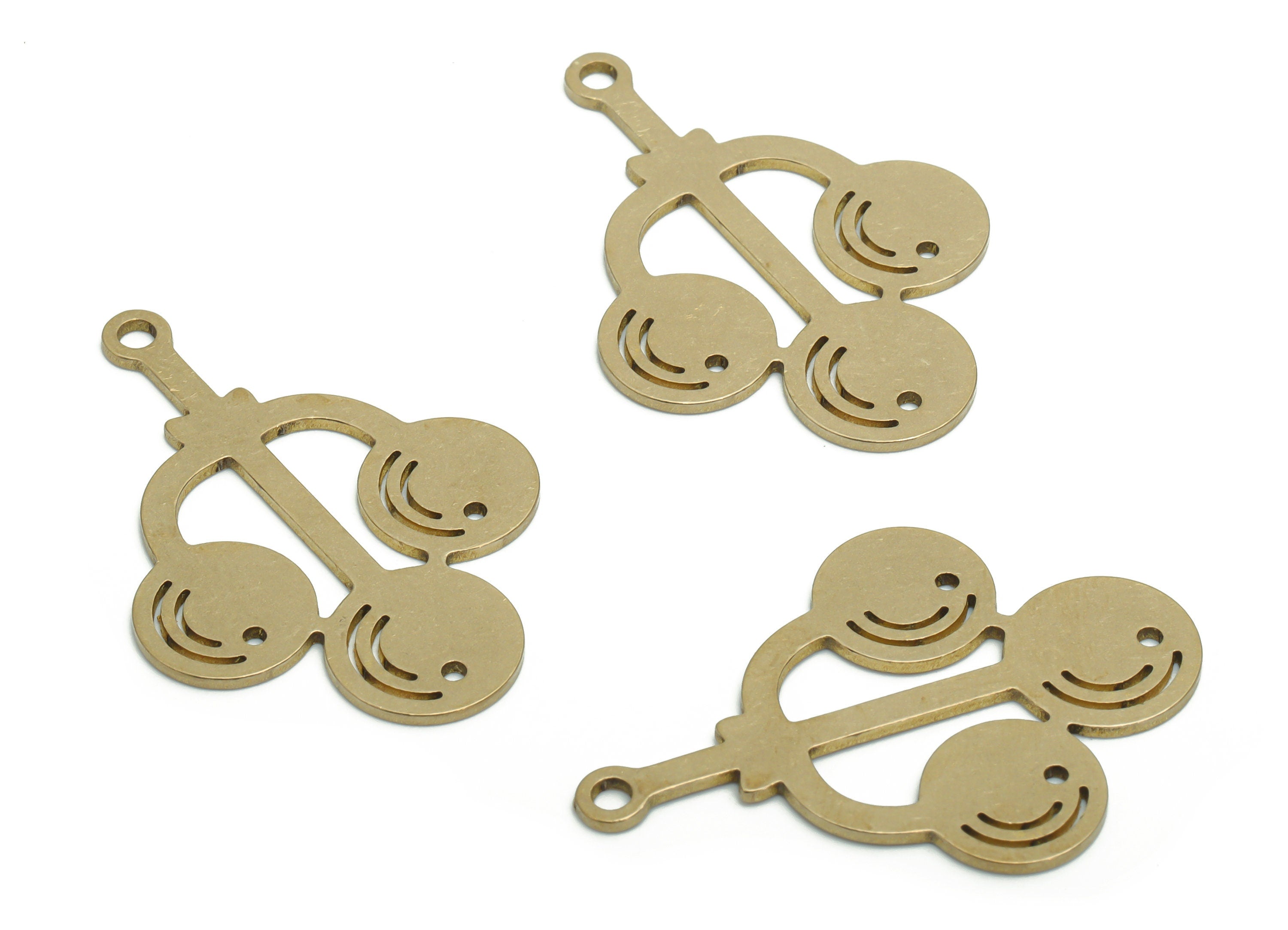 Brass Lollipop Earring Charms - Raw Brass Industrial Lamp Rounds Pendant - DIY Jewelry Making Supplies - 34.86x24.44x0.86mm - PPA1859 - DOMEDBAZAAR