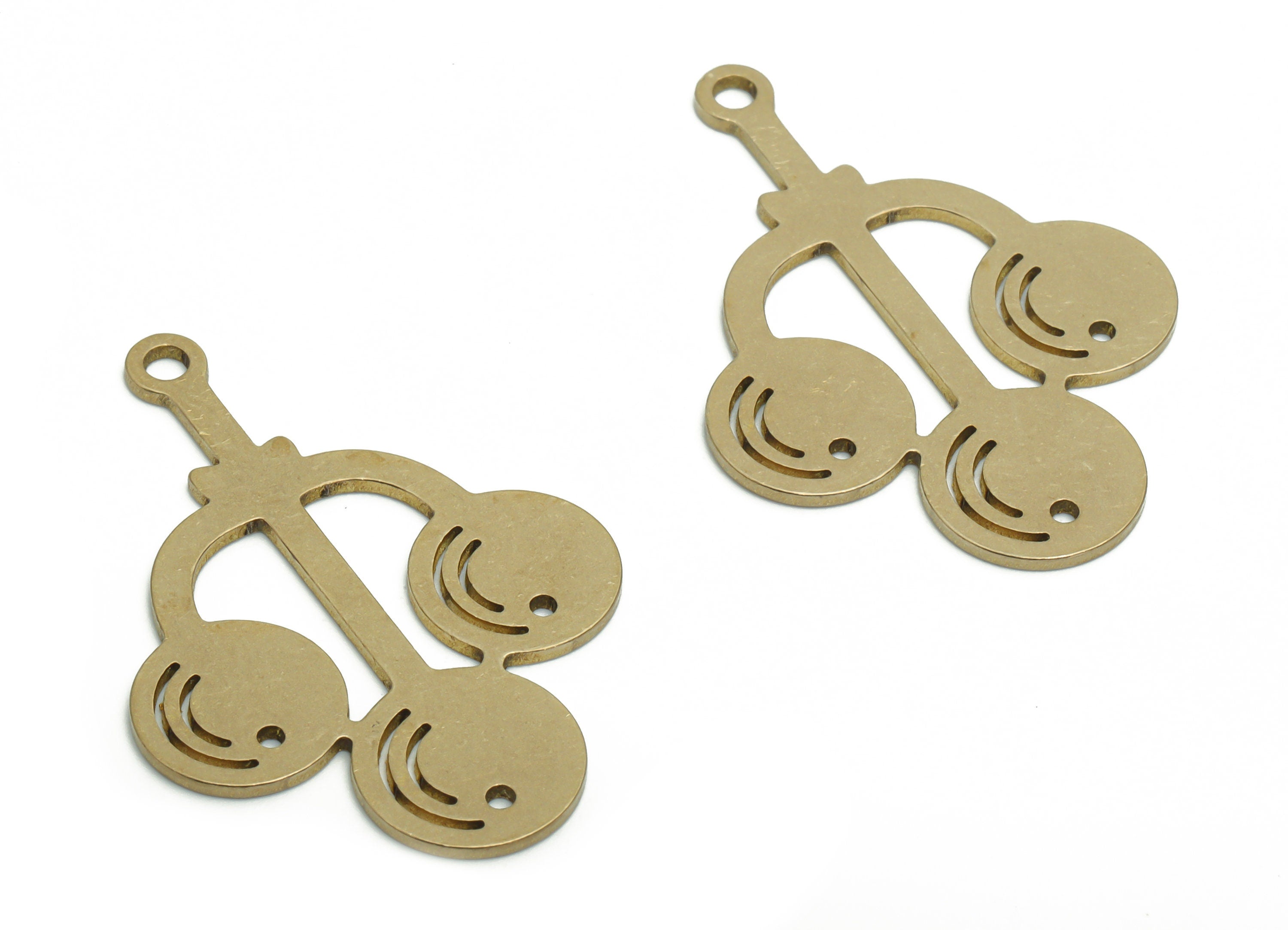Brass Lollipop Earring Charms - Raw Brass Industrial Lamp Rounds Pendant - DIY Jewelry Making Supplies - 34.86x24.44x0.86mm - PPA1859 - DOMEDBAZAAR