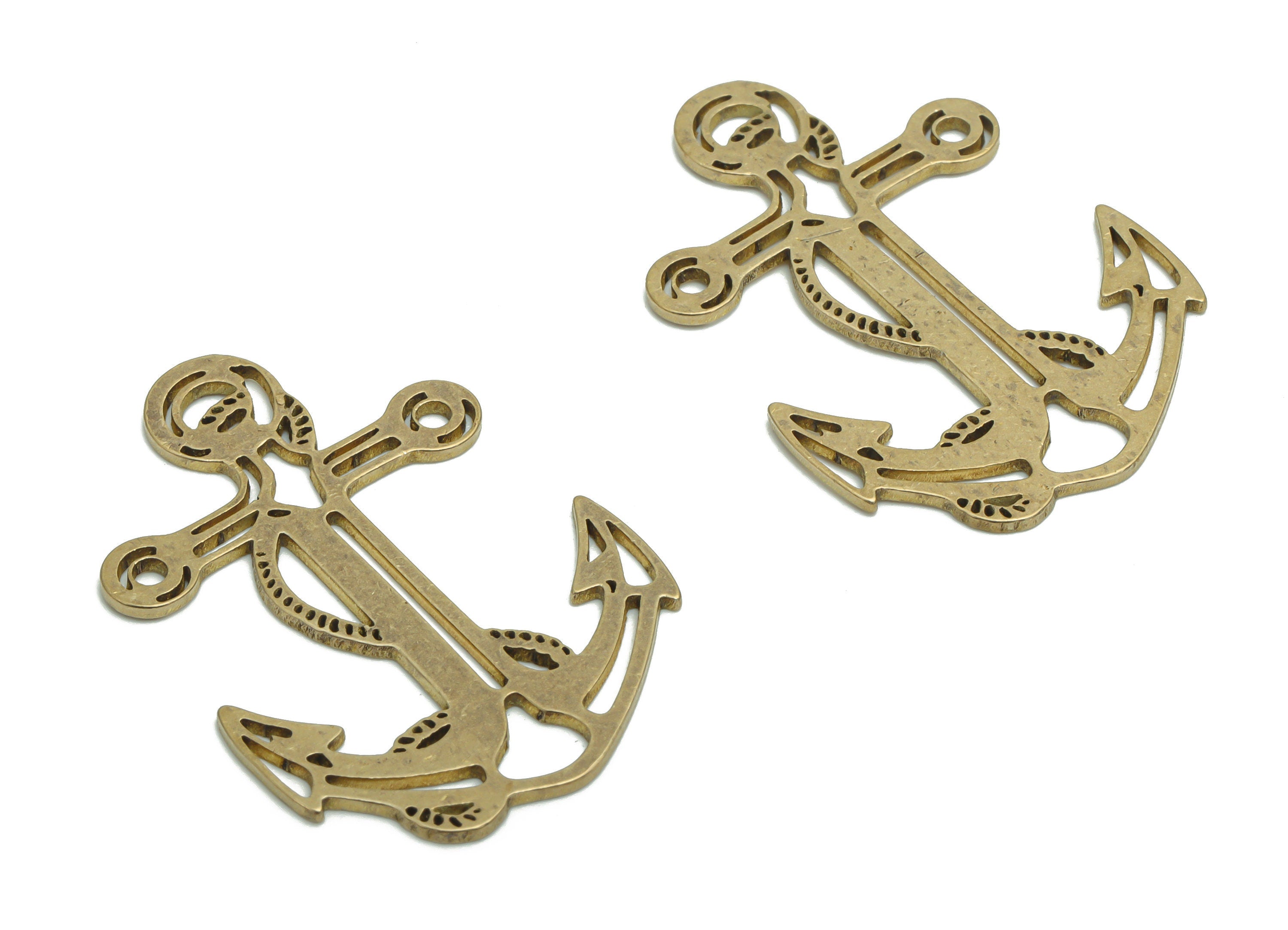 Brass Cross Anchor Earring Charms - Raw Brass Anchor Cross Pendant - DIY Jewelry Making Supplies - 34.76x23.75x0.87mm - PPA2088 - DOMEDBAZAAR