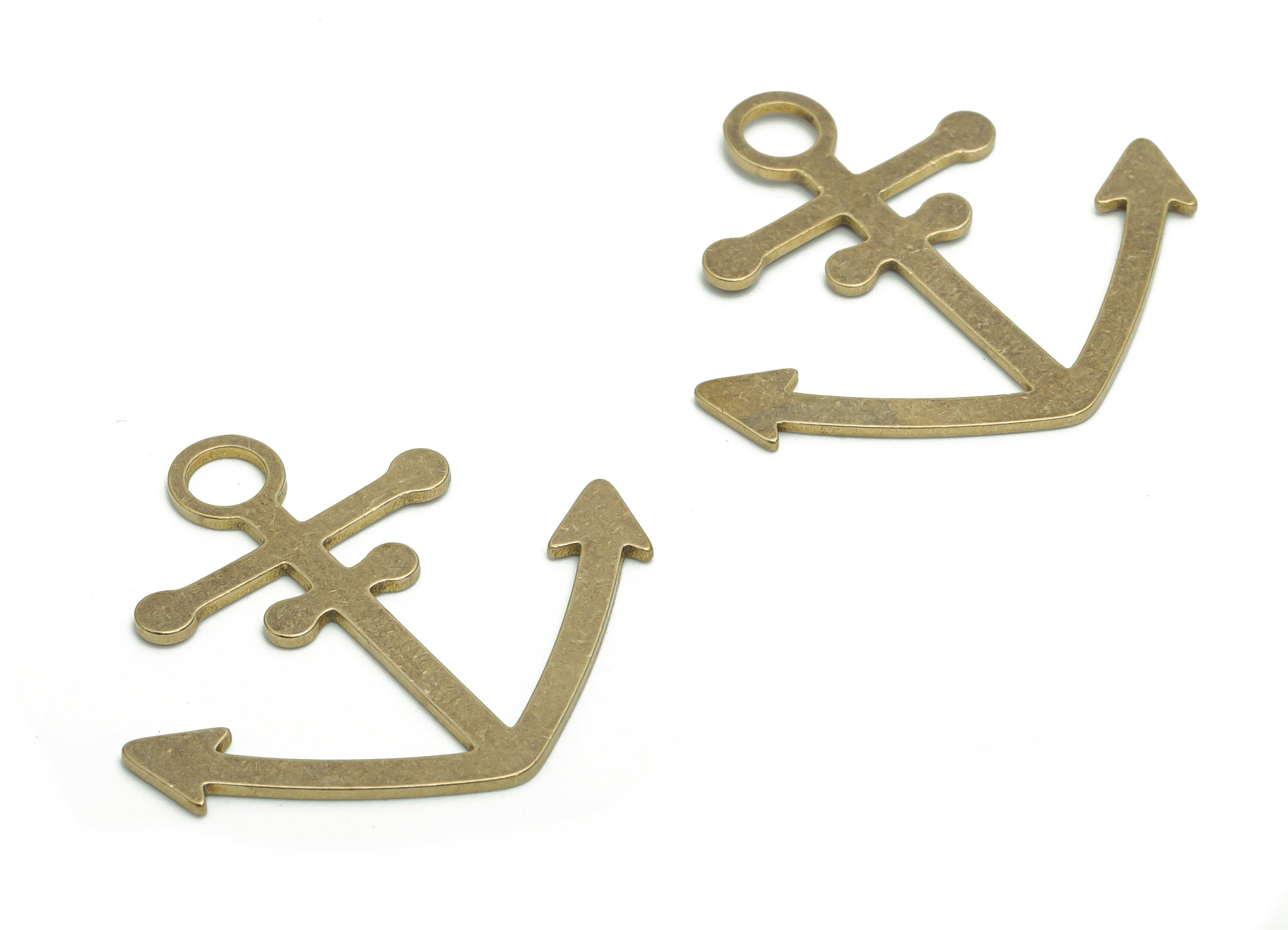 Brass Cross Anchor Earring Charms - Raw Brass Anchor Cross Pendant - DIY Jewelry Making Supplies - 31.44x30.15x0.93mm - PPA2072 - DOMEDBAZAAR