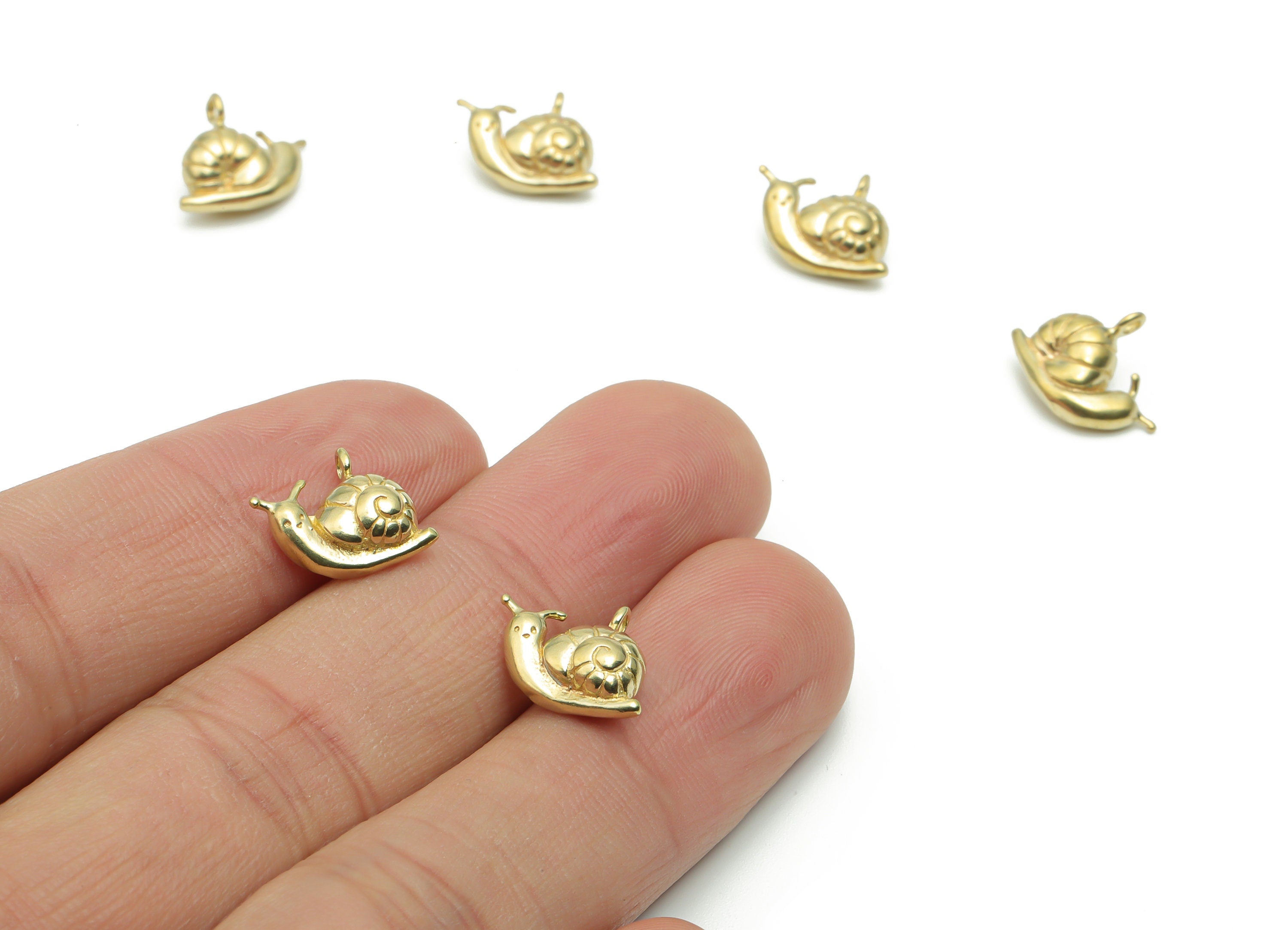 Brass Snails Earring Charms - Raw Brass Snails Pendant - DIY Jewelry Making Supplies - 13.59x10.25x4.65mm - PP5027 - DOMEDBAZAAR