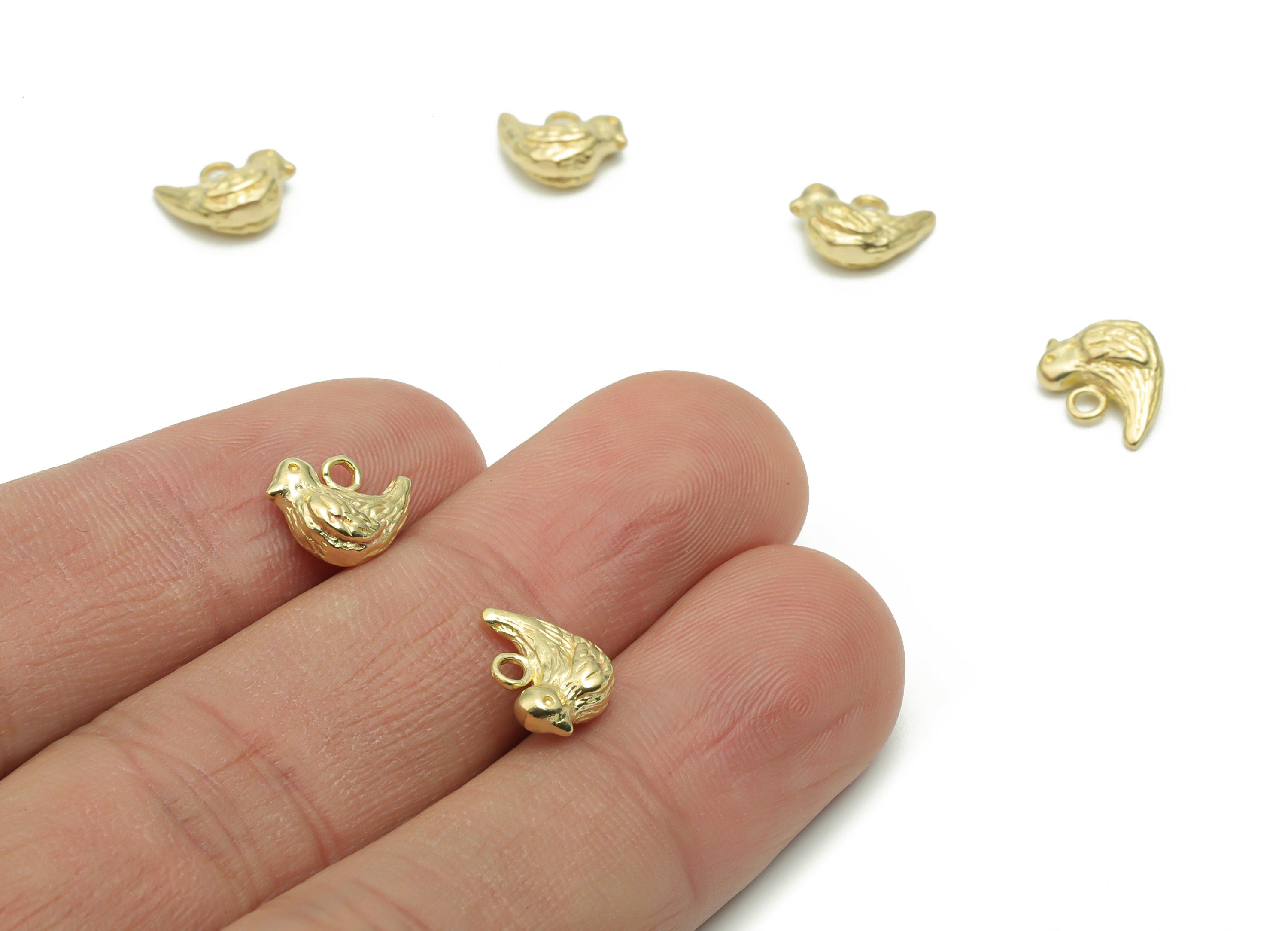 Brass Texture Bird Earring Charms - Raw Brass Bird Pendant - DIY Jewelry Making Supplies - 10.42x7.94x4.17mm - PP5037 - DOMEDBAZAAR
