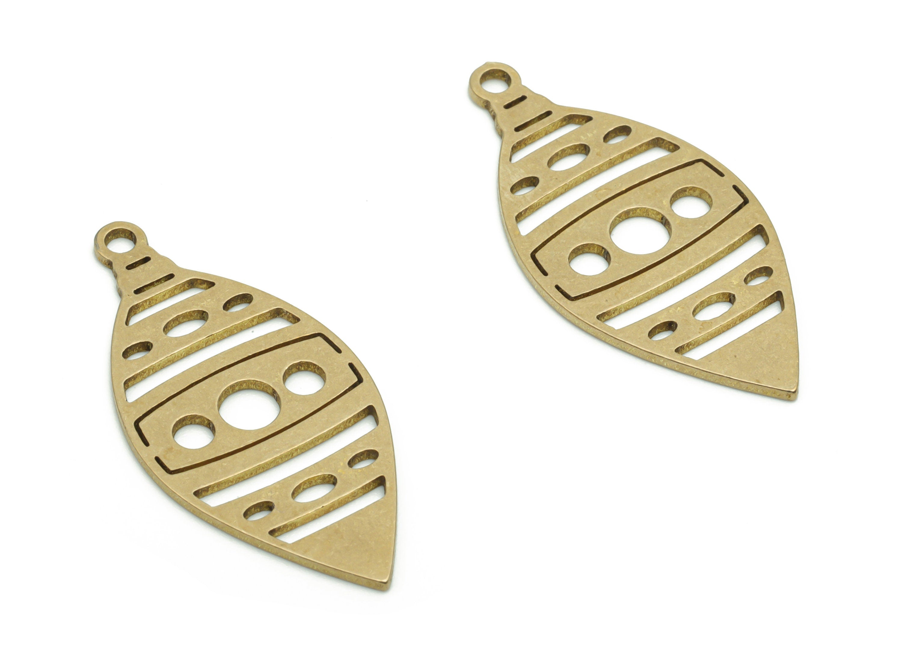 Brass Diamond Onion Round Earring Charms - Raw Brass Diamond Onion Oval Pendant - Jewelry Making Supplies - 29.72x13.76x0.8mm - PPZ0116 - DOMEDBAZAAR