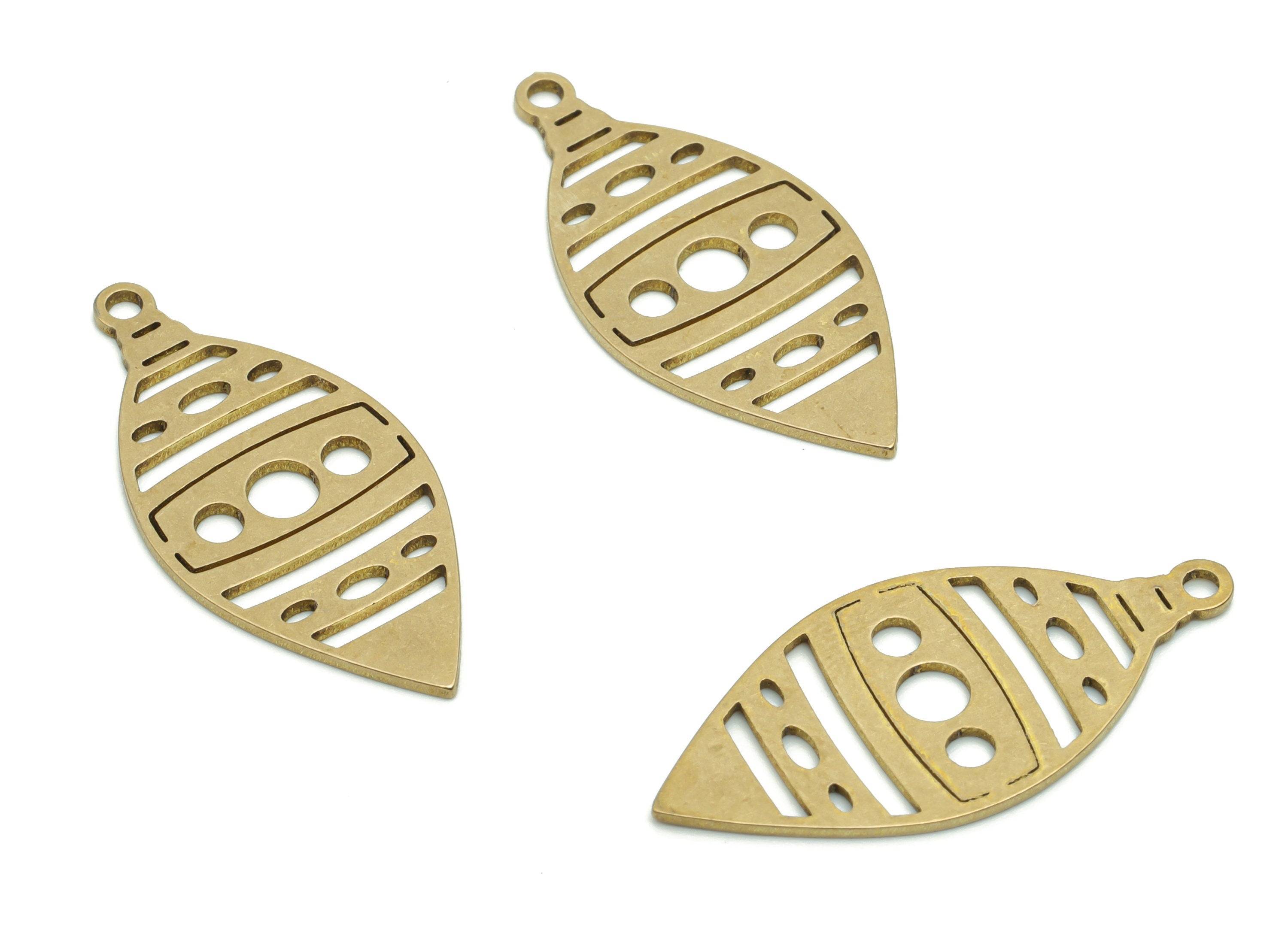 Brass Diamond Onion Round Earring Charms - Raw Brass Diamond Onion Oval Pendant - Jewelry Making Supplies - 29.72x13.76x0.8mm - PPZ0116 - DOMEDBAZAAR