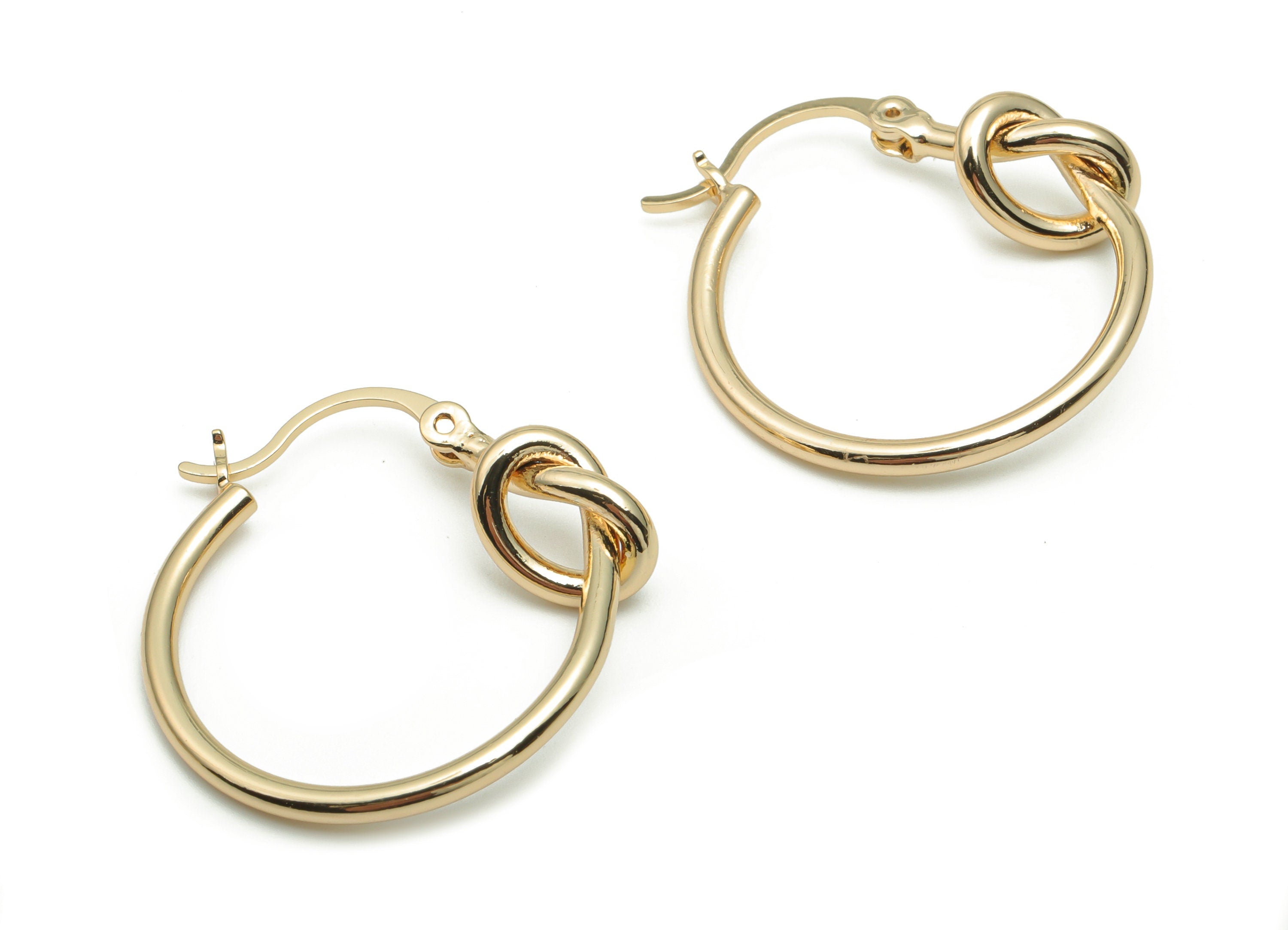 Brass Knot Round Clasp Connector - Gold Knot Circle Clasp - 316 Surgical Stud - 18K Real Gold Plated Brass - 25.33x24.34x1.69mm - RGP4279 - DOMEDBAZAAR
