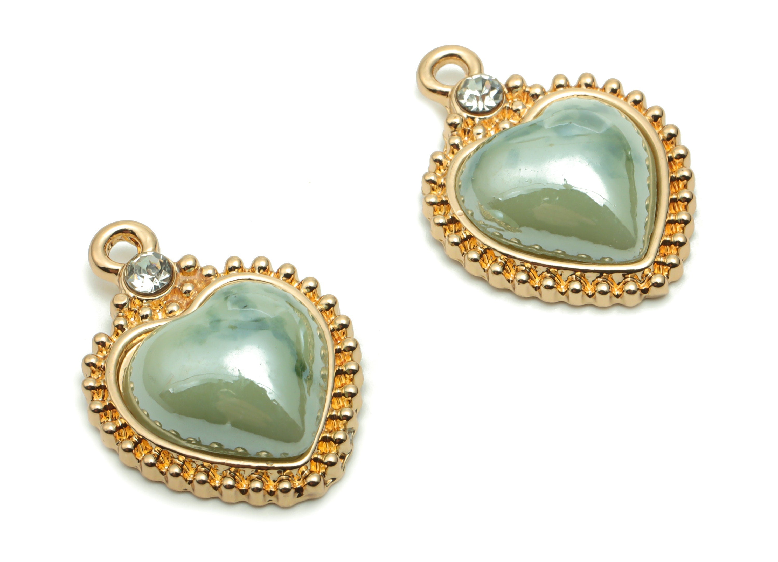 Ceramics Heart Earring Charms - Alloy Heart Pendant - KC Gold Tone Plated Brass – Jewelry Making Supplies - 22.64x16.39x5.94mm – NS1559 - DOMEDBAZAAR
