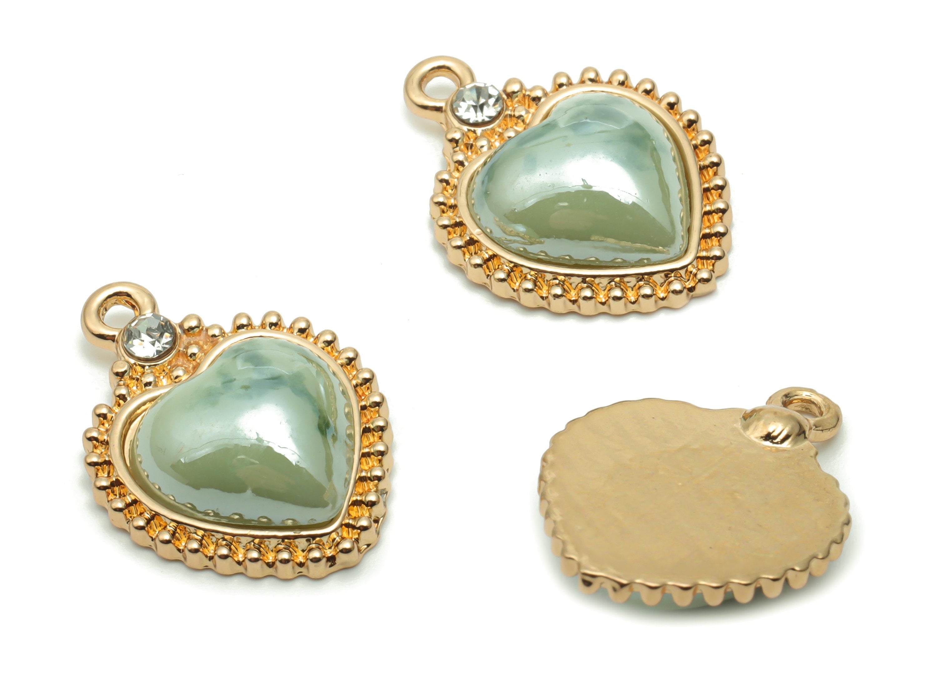 Ceramics Heart Earring Charms - Alloy Heart Pendant - KC Gold Tone Plated Brass – Jewelry Making Supplies - 22.64x16.39x5.94mm – NS1559 - DOMEDBAZAAR