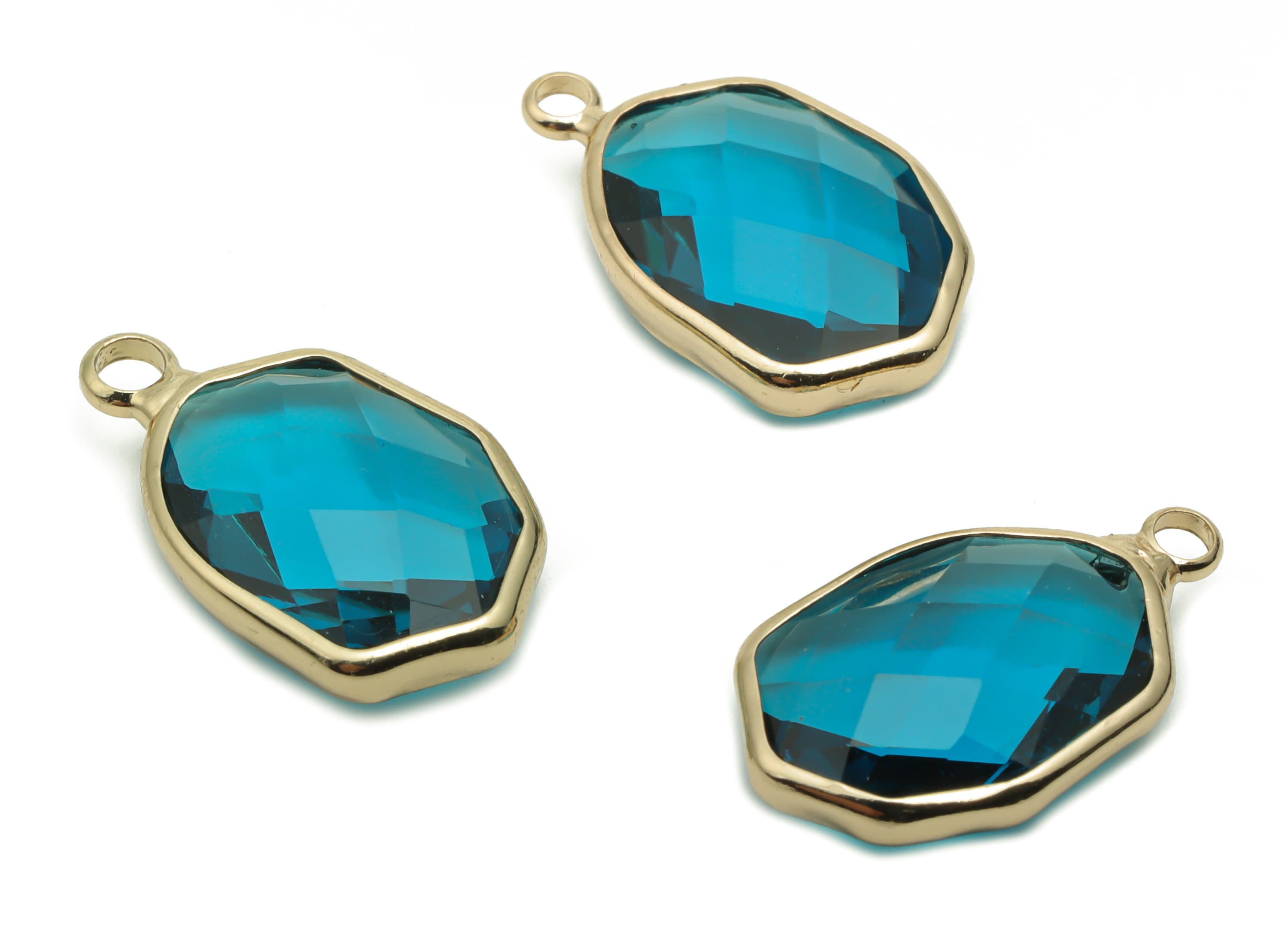 Glass Oval Earring Charms - Brass Oval Pendant - Gold Tone Plated Brass - Jewelry Making Supplies - 19.96x11.72x5.15mm - GS1061 - DOMEDBAZAAR