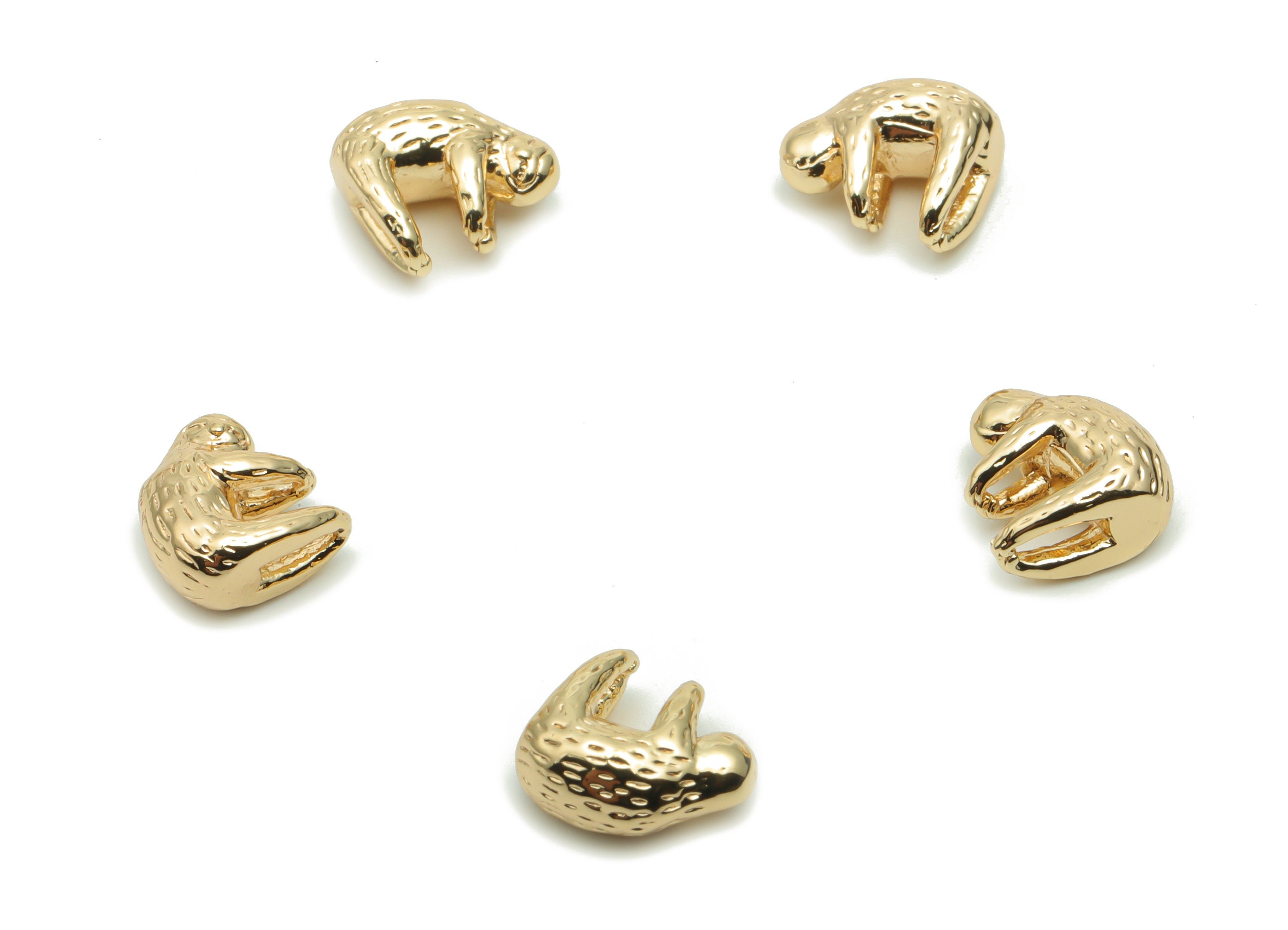 Brass Texture Monkey Earring Connector - Gold Monkey Figure Charms and Pendant - 18K Real Gold Plated Brass - 9.44x7.89x4.53mm - RGP4266 - DOMEDBAZAAR