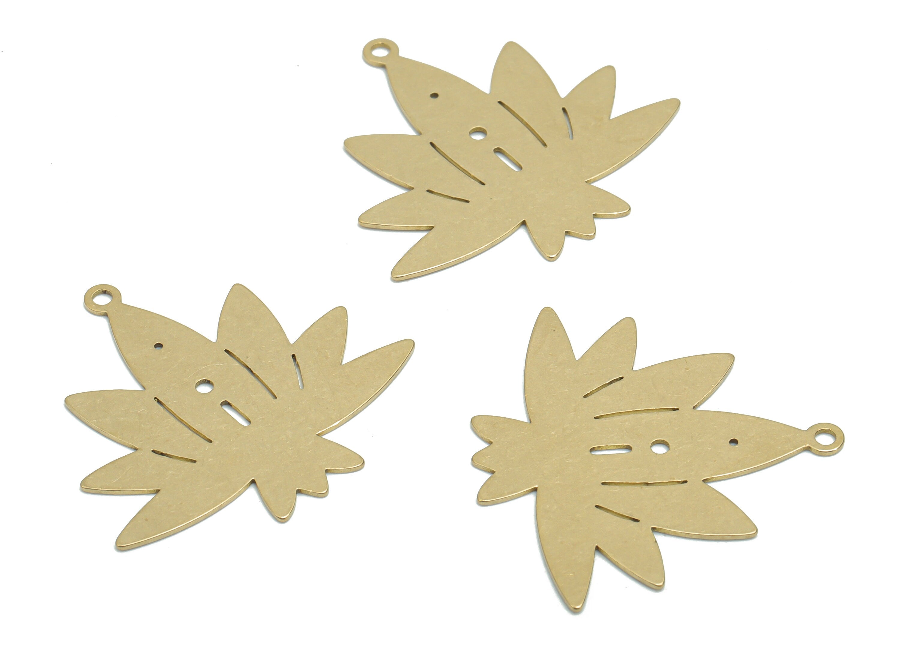 Brass Lotus Earring Charms - Raw Brass Flower Pendant - DIY Jewelry Making Supplies - 29.71x28.19x0.53mm - PPA0252 - DOMEDBAZAAR