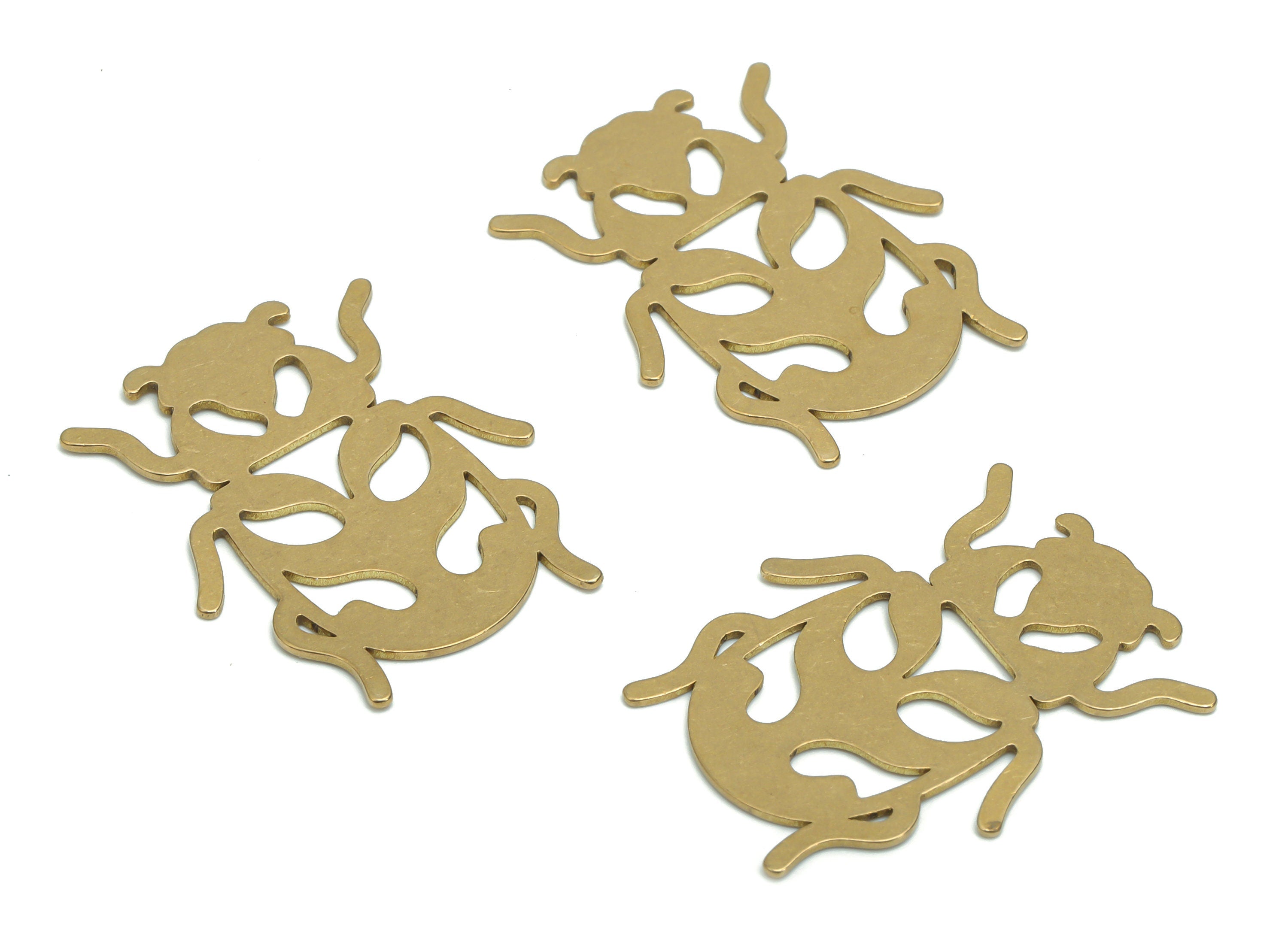 Brass Beetle Earring Charms - Raw Brass Insect Pendant - Jewelry Making Supplies - 29.64x23.49x0.67mm - PPA0305 - DOMEDBAZAAR