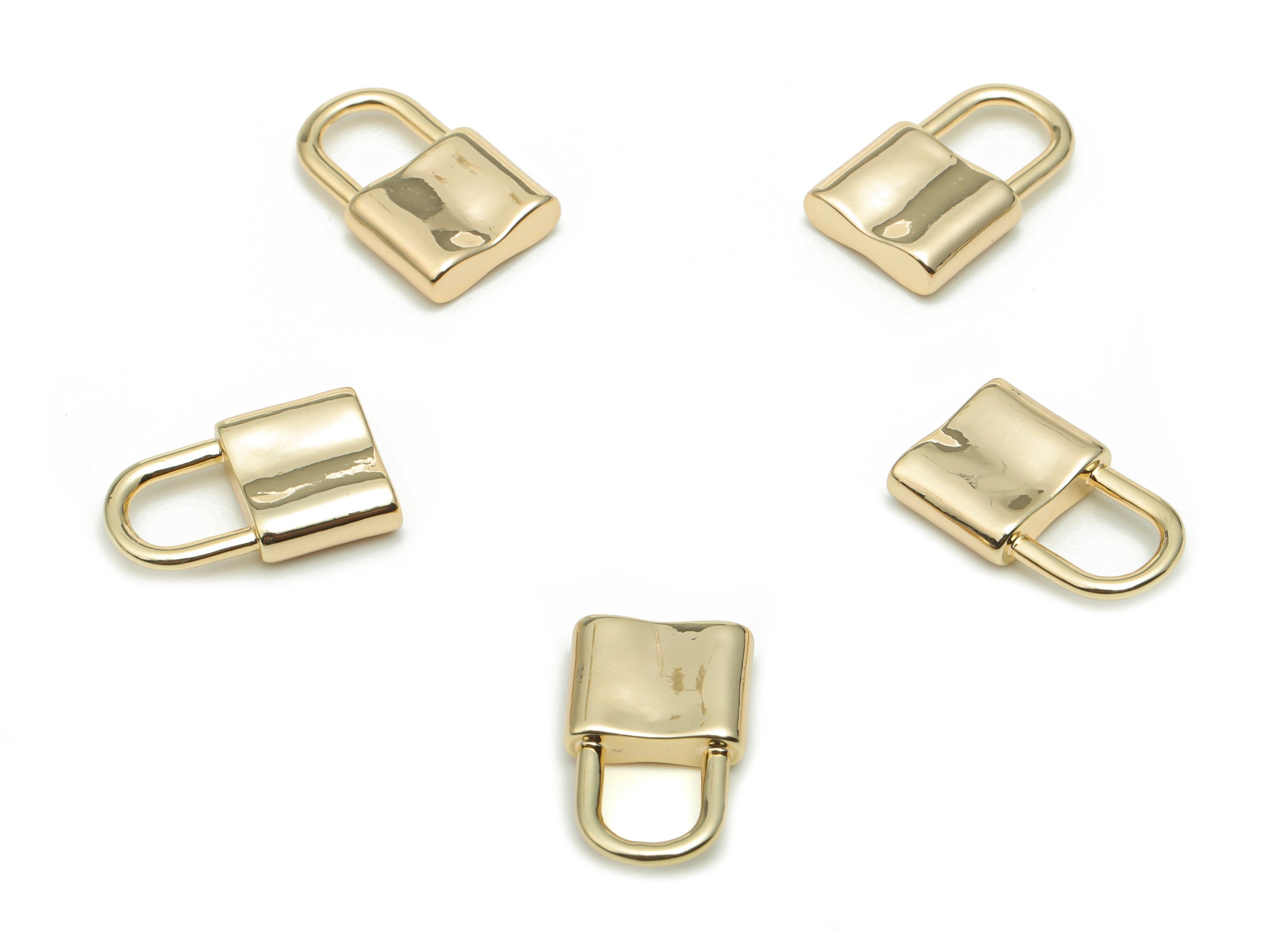 Brass Lock Earring Connector - Gold Lock Charms and Pendant - 18K Real Gold Plated Brass - Jewelry Supplies - 15.9x9.92x3.35mm - RGP4280 - DOMEDBAZAAR