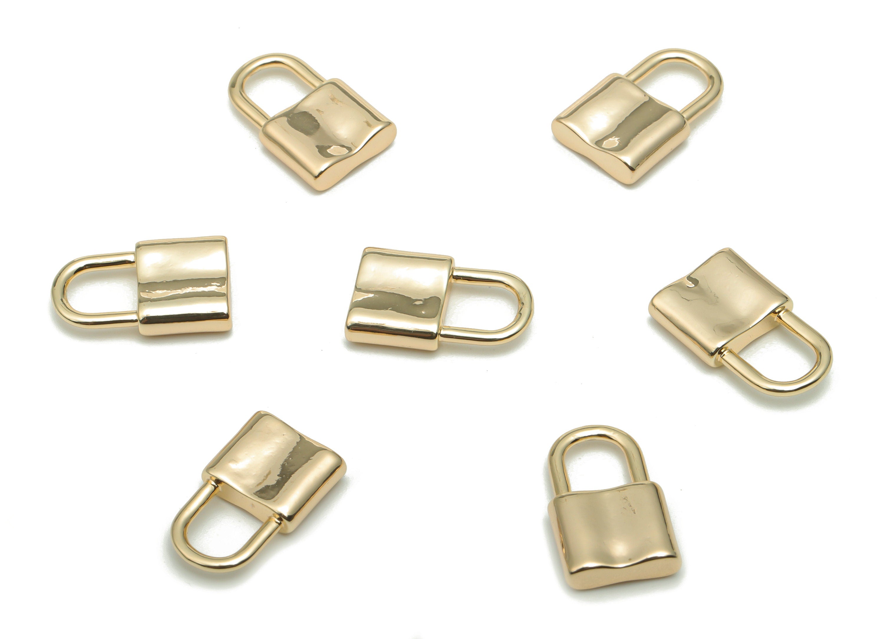Brass Lock Earring Connector - Gold Lock Charms and Pendant - 18K Real Gold Plated Brass - Jewelry Supplies - 15.9x9.92x3.35mm - RGP4280 - DOMEDBAZAAR