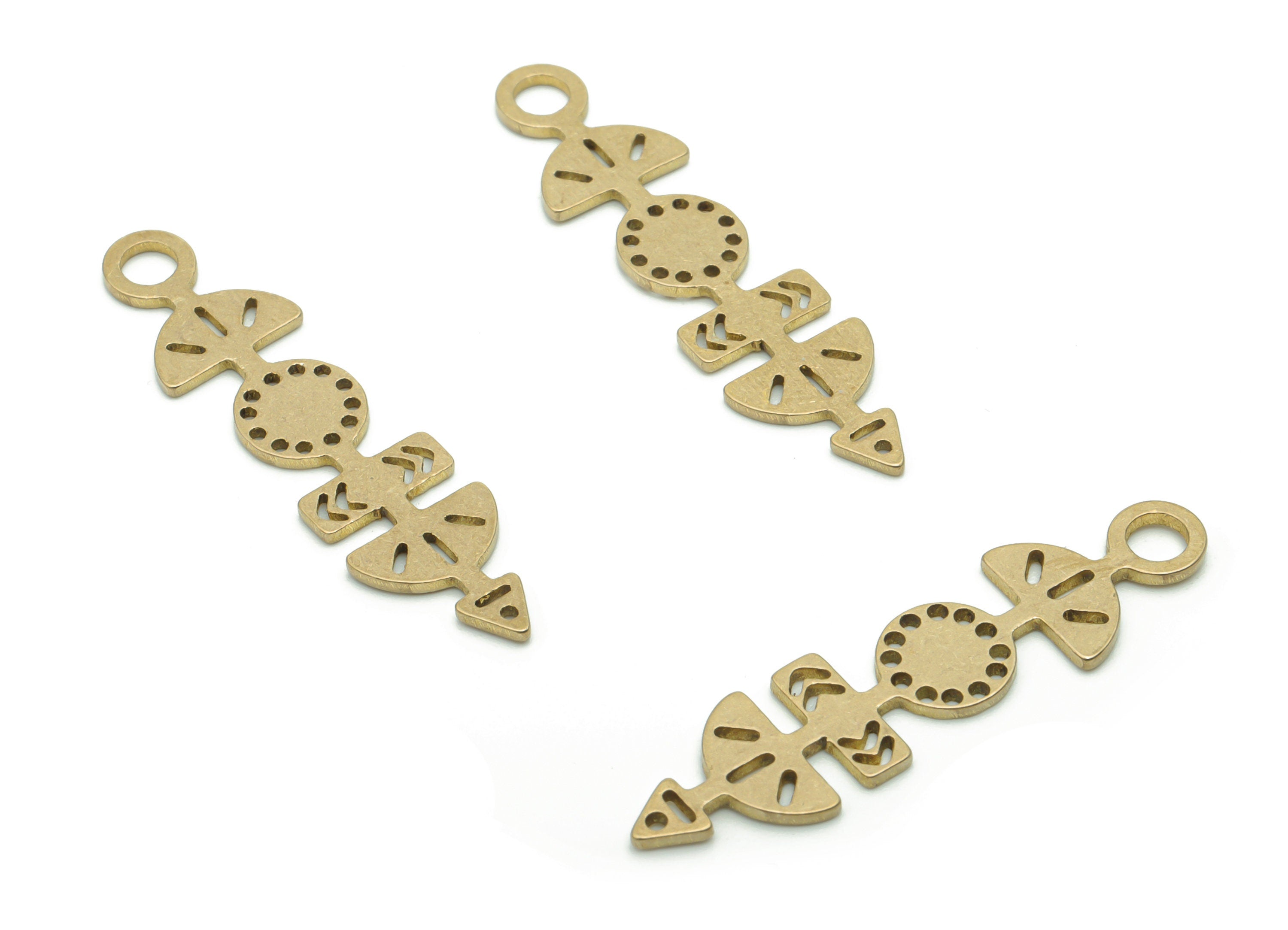 Brass Semicircle Round Arrow Earring Charms - Raw Brass Rectangle Half Moon Pendant - Jewelry Making Supplies - 34.67x8.65x0.8mm - PPA1239 - DOMEDBAZAAR