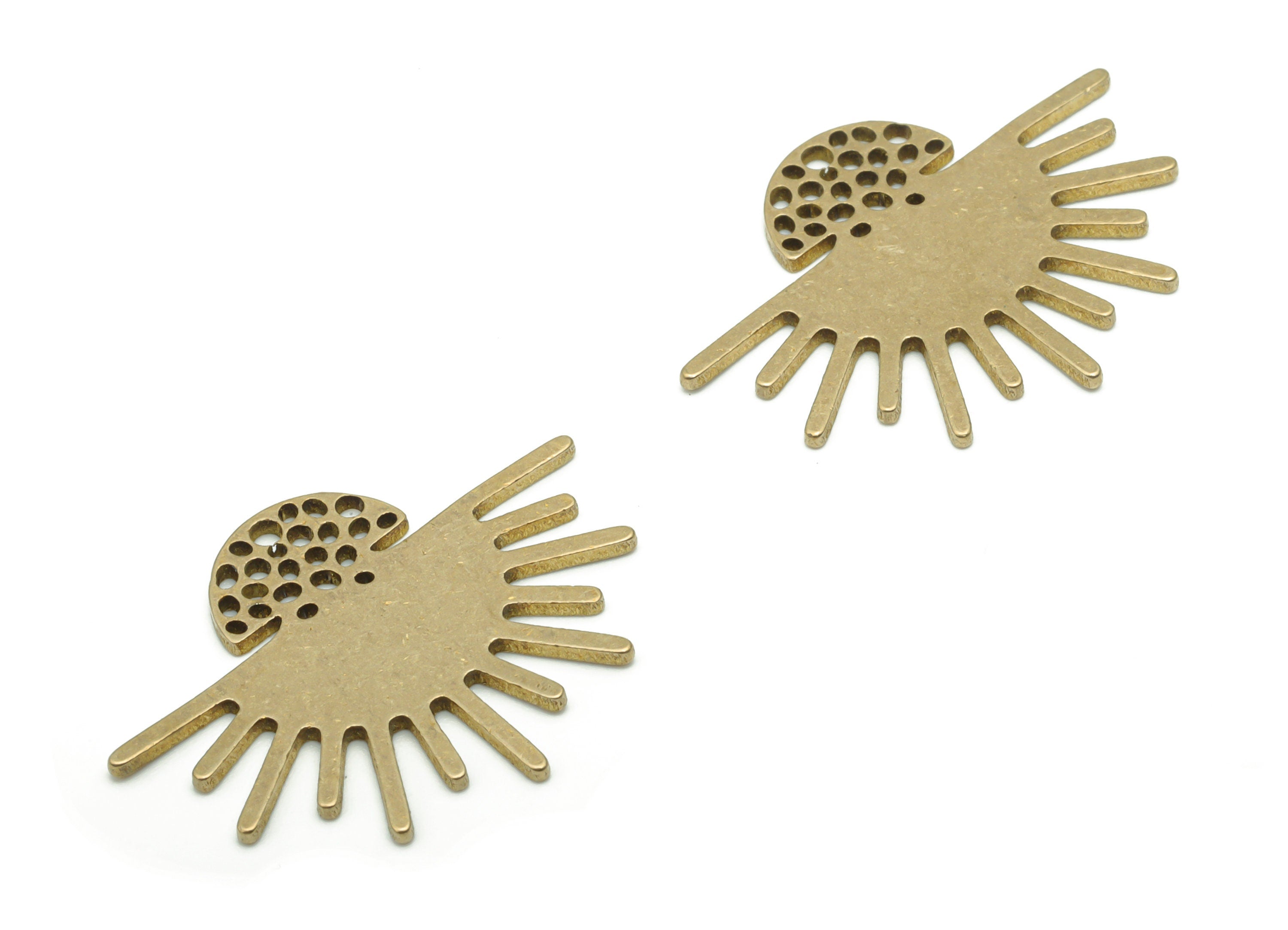 Brass Bubble Semicircle Sun Earring Charms - Raw Brass Half Moon Sun Pendant - Jewelry Making Supplies - 24.65x18.14x0.82mm - PPZ0140 - DOMEDBAZAAR
