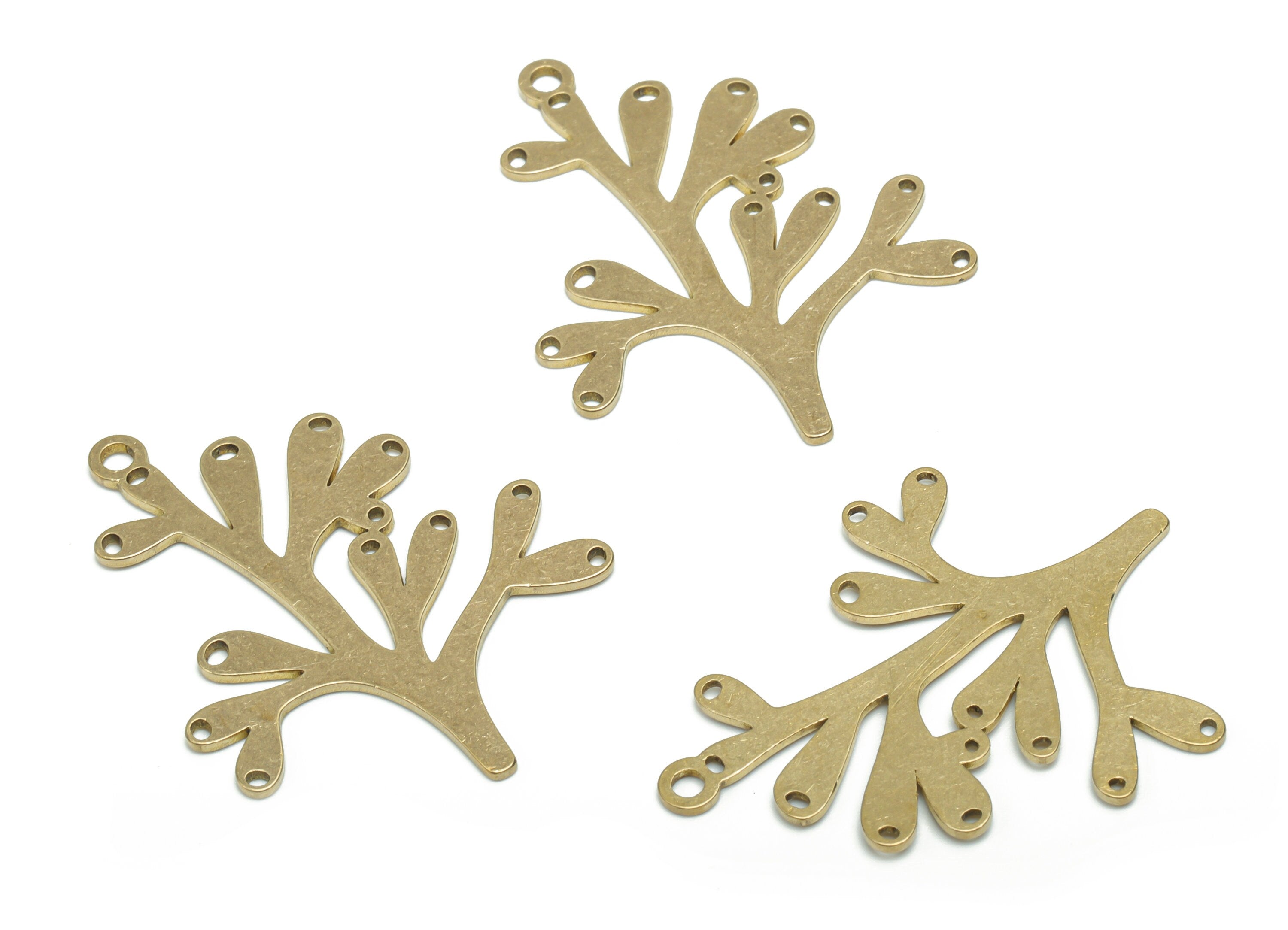 Brass Branch Earring Connector - Raw Brass Branch Charms and Pendant - DIY Jewelry Making Supplies - 37.62x28.74x0.84mm - PPA1124 - DOMEDBAZAAR