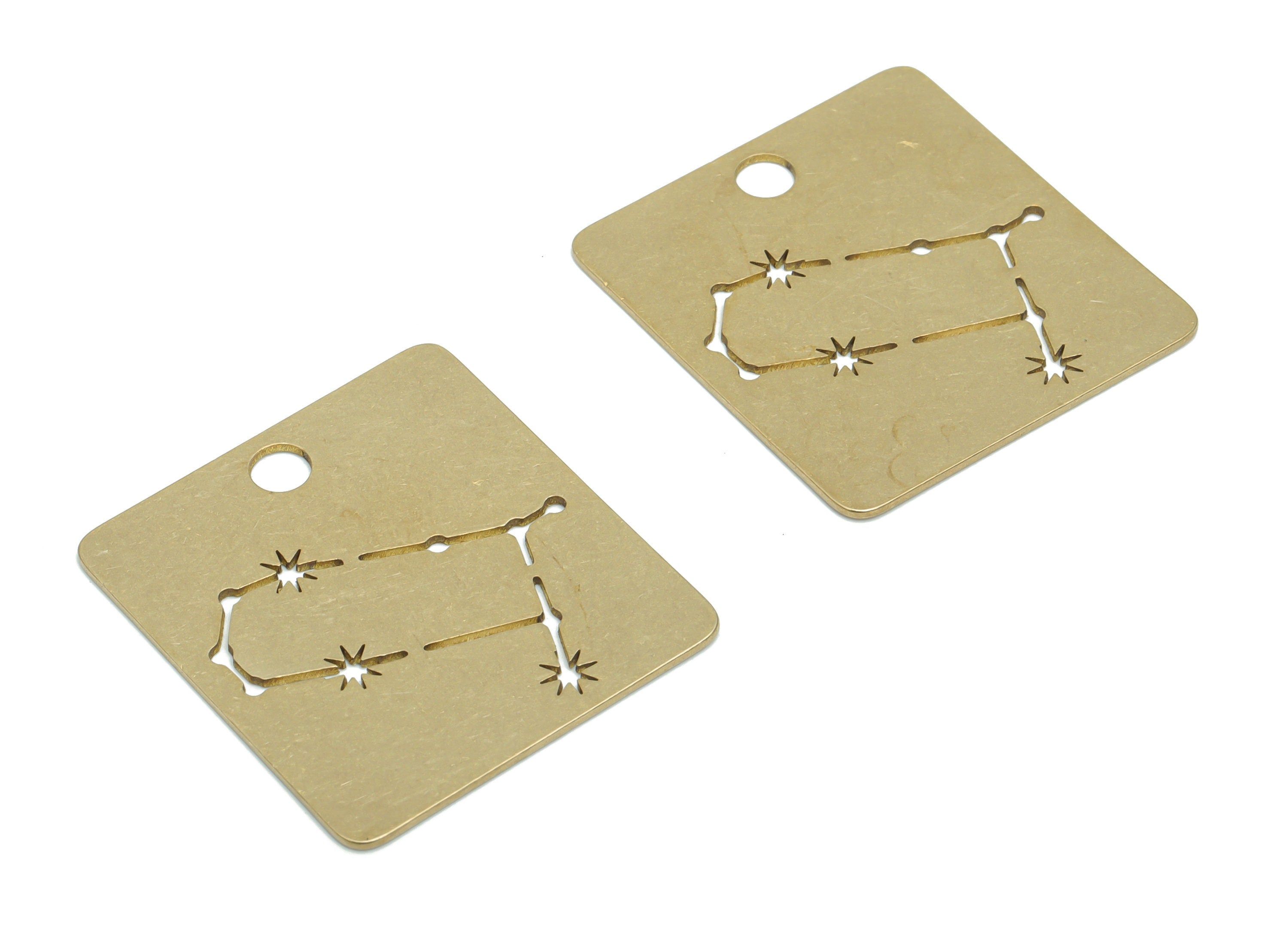 Brass Square Planet Star Map Earring Charms - Raw Brass Constellation Star Pendant - Jewelry Making Supplies - 29.69x27.28x0.65mm - PPA2141 - DOMEDBAZAAR