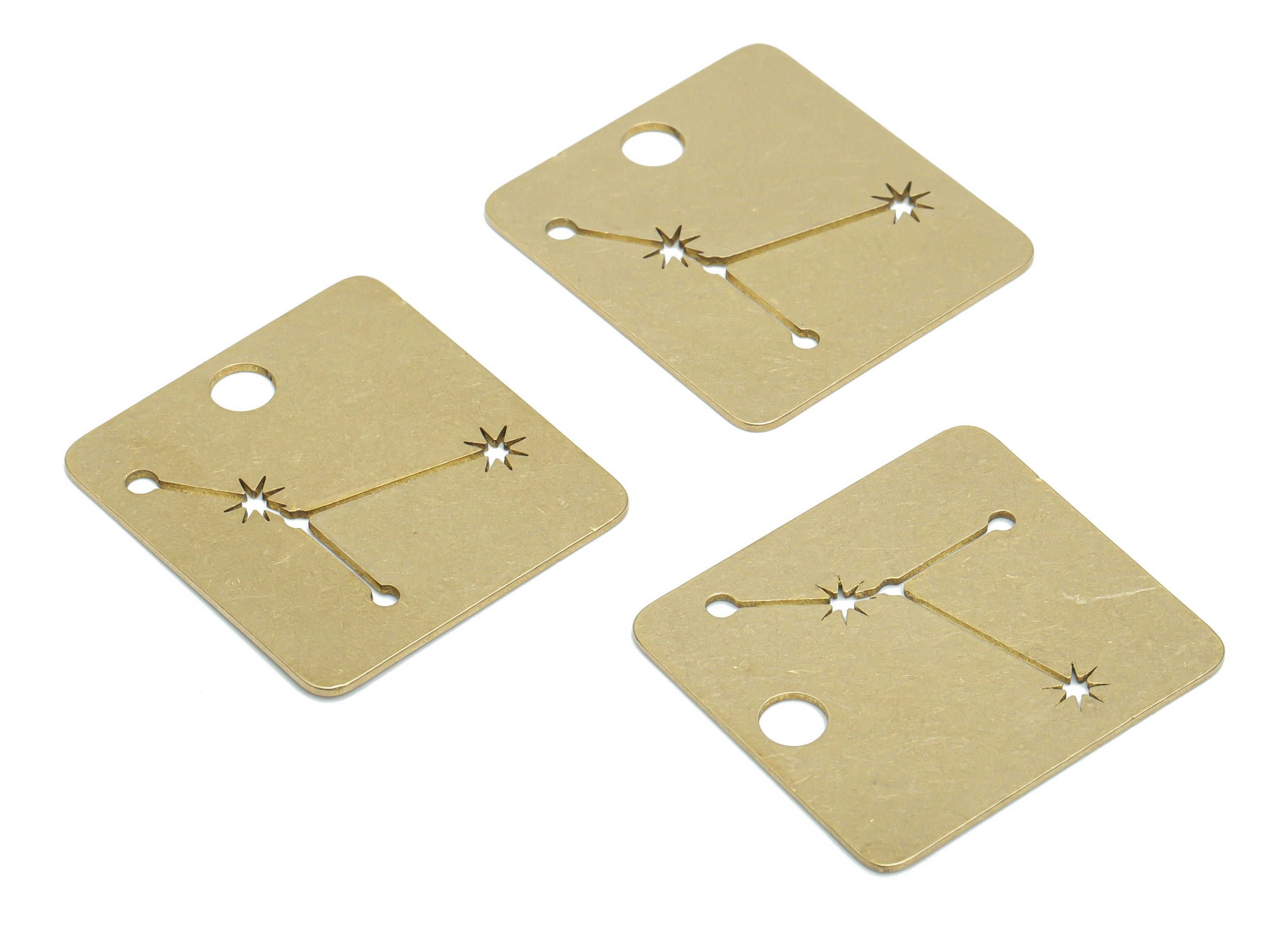 Brass Square Planet Star Map Earring Charms - Raw Brass Constellation Star Pendant - Jewelry Making Supplies - 29.94x27.17x0.78mm - PPA2138 - DOMEDBAZAAR