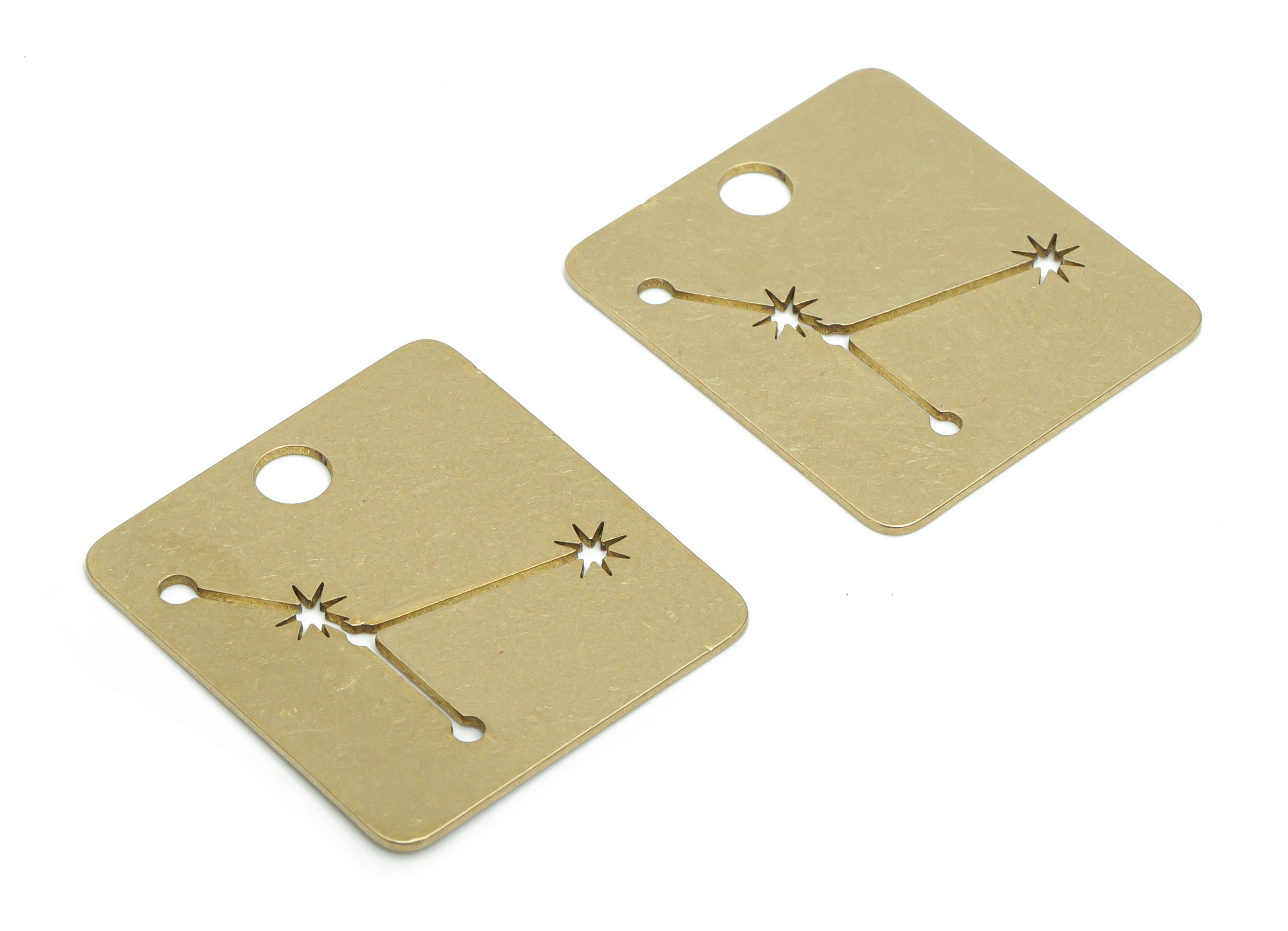 Brass Square Planet Star Map Earring Charms - Raw Brass Constellation Star Pendant - Jewelry Making Supplies - 29.94x27.17x0.78mm - PPA2138 - DOMEDBAZAAR