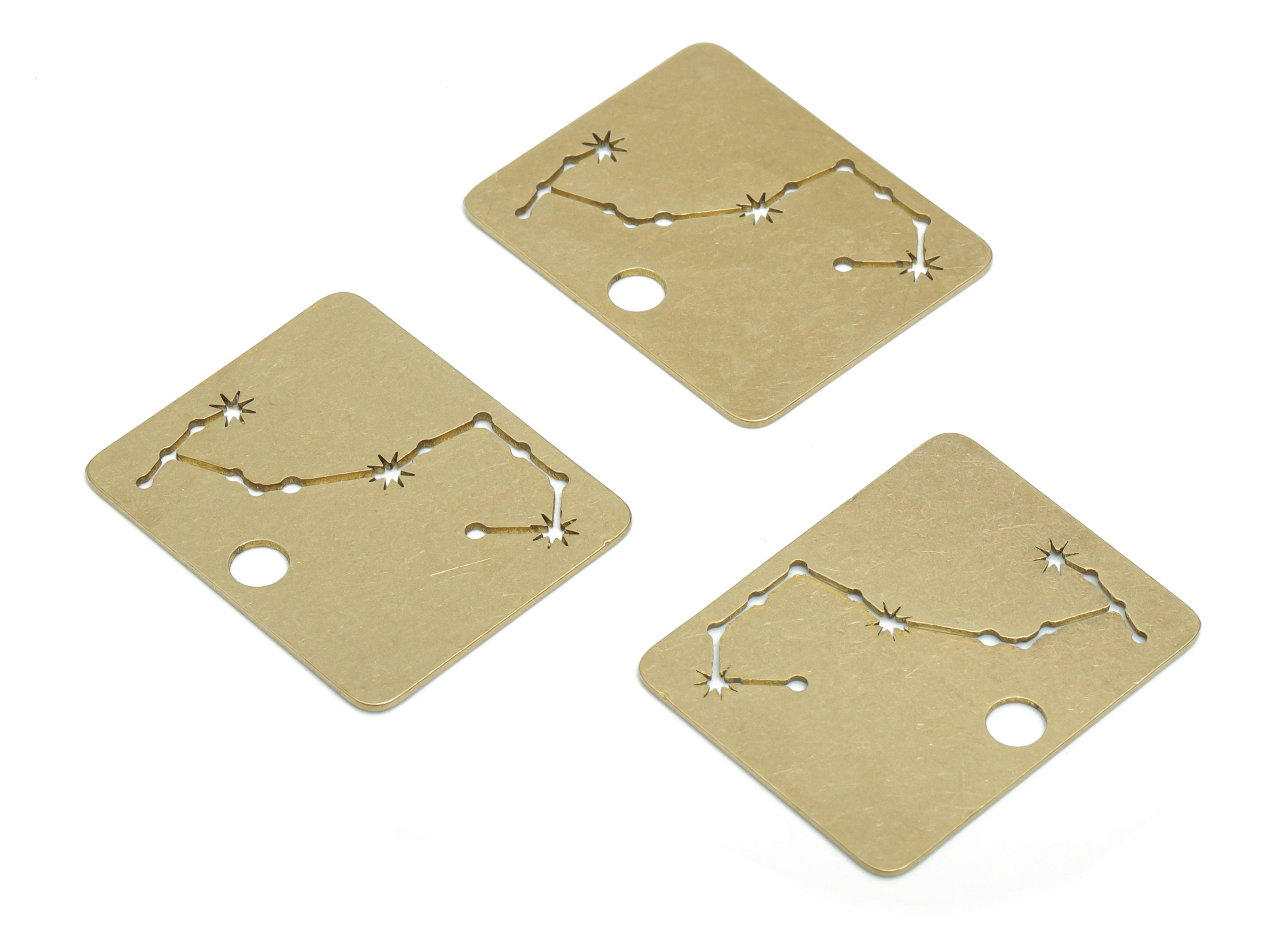 Brass Rectangle Planet Star Map Earring Charms - Raw Brass Constellation Star Pendant - Jewelry Making Supplies - 29.88x24.1x0.6mm - PPA2140 - DOMEDBAZAAR