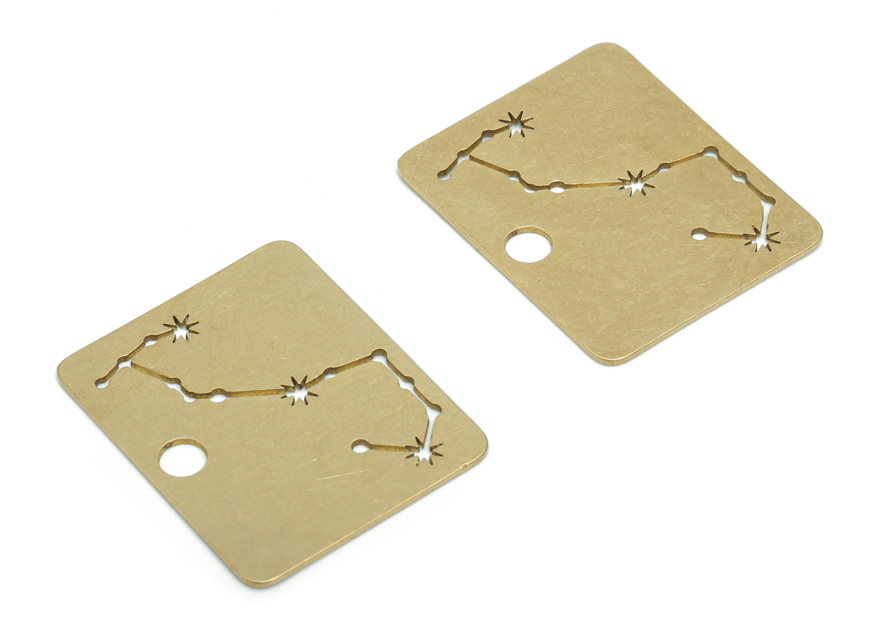 Brass Rectangle Planet Star Map Earring Charms - Raw Brass Constellation Star Pendant - Jewelry Making Supplies - 29.88x24.1x0.6mm - PPA2140 - DOMEDBAZAAR