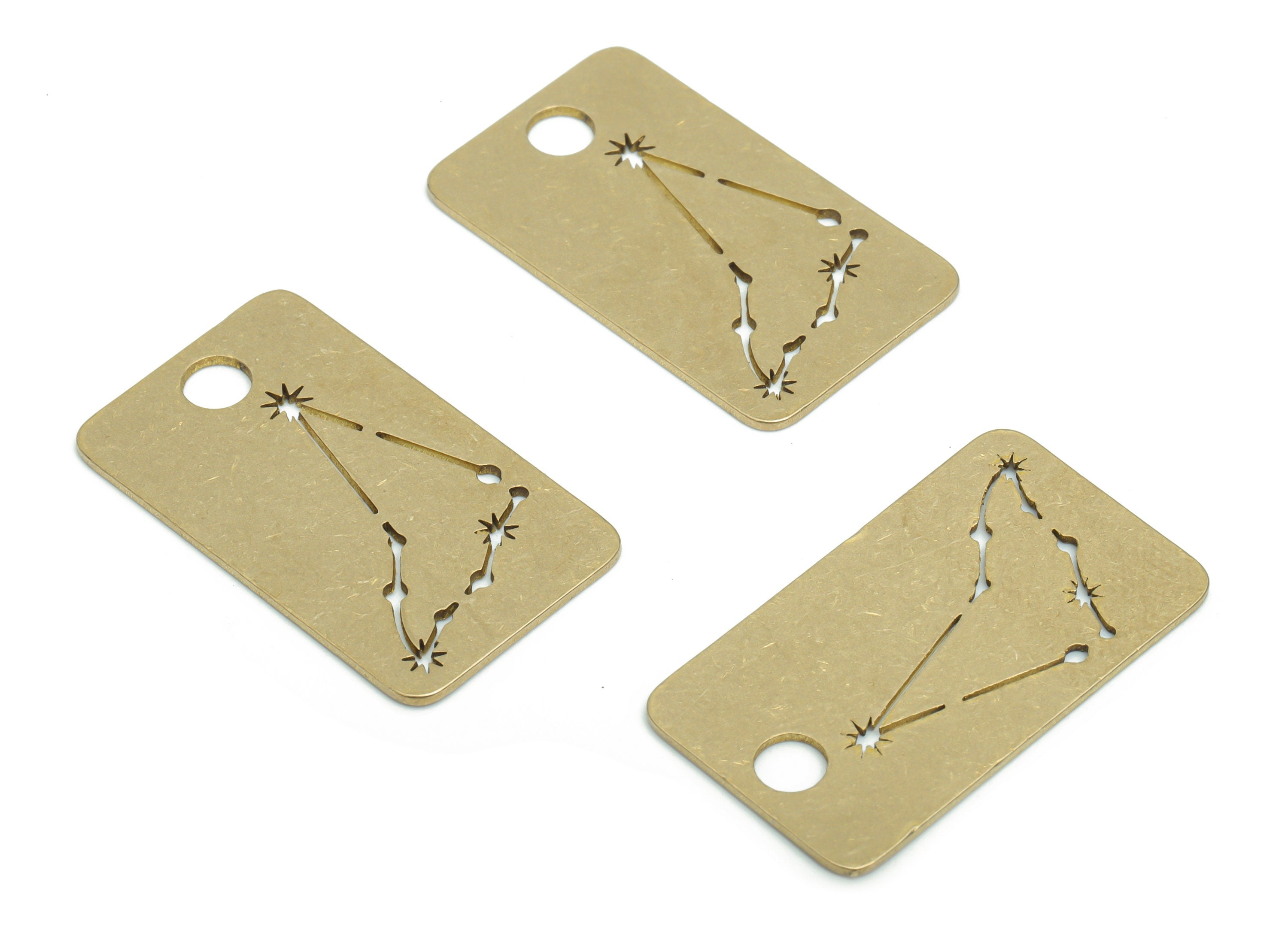 Brass Rectangle Planet Star Map Earring Charms - Raw Brass Constellation Star Pendant - Jewelry Making Supplies - 29.88x17.3x0.8mm - PPA2137 - DOMEDBAZAAR