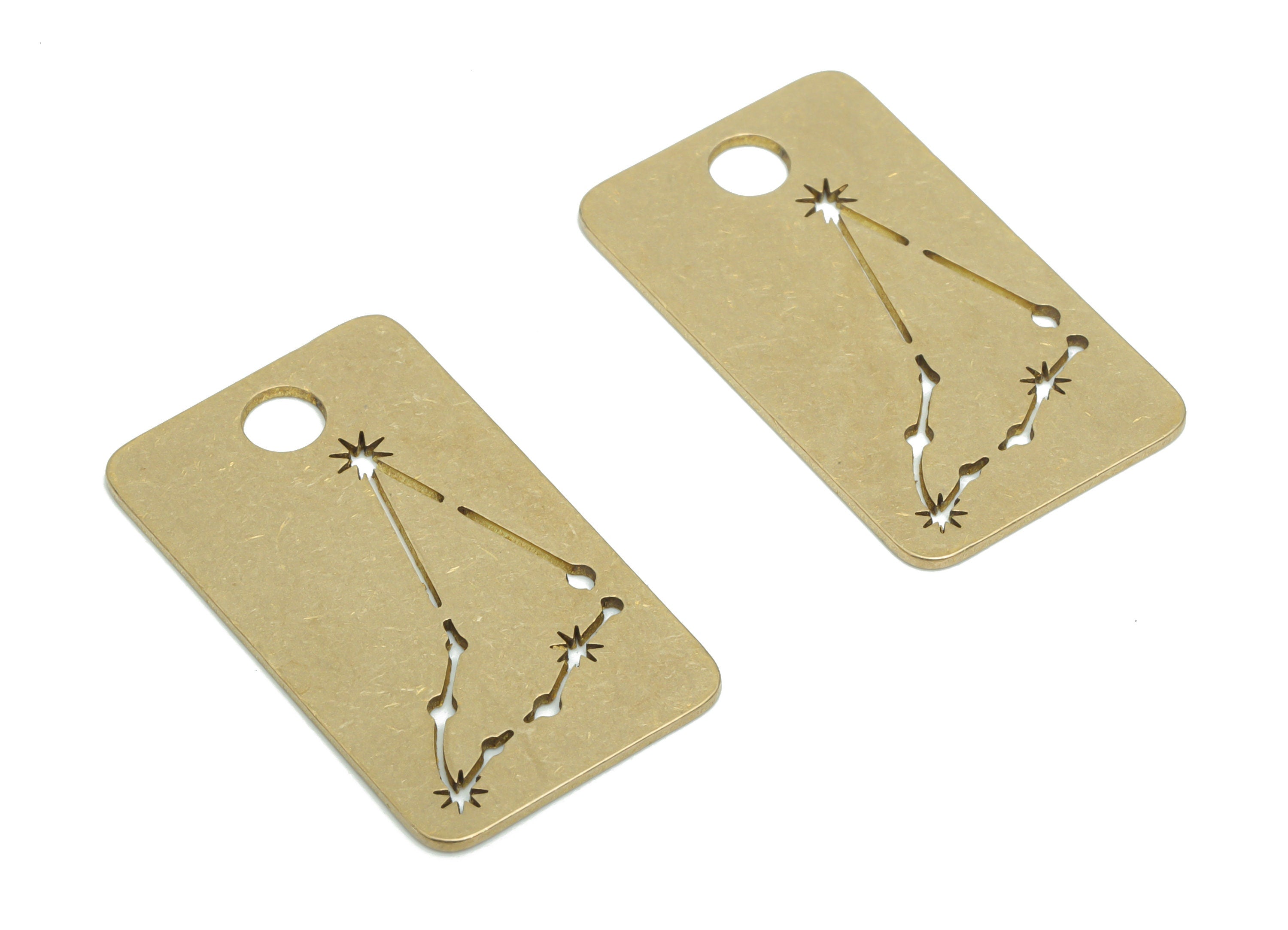 Brass Rectangle Planet Star Map Earring Charms - Raw Brass Constellation Star Pendant - Jewelry Making Supplies - 29.88x17.3x0.8mm - PPA2137 - DOMEDBAZAAR