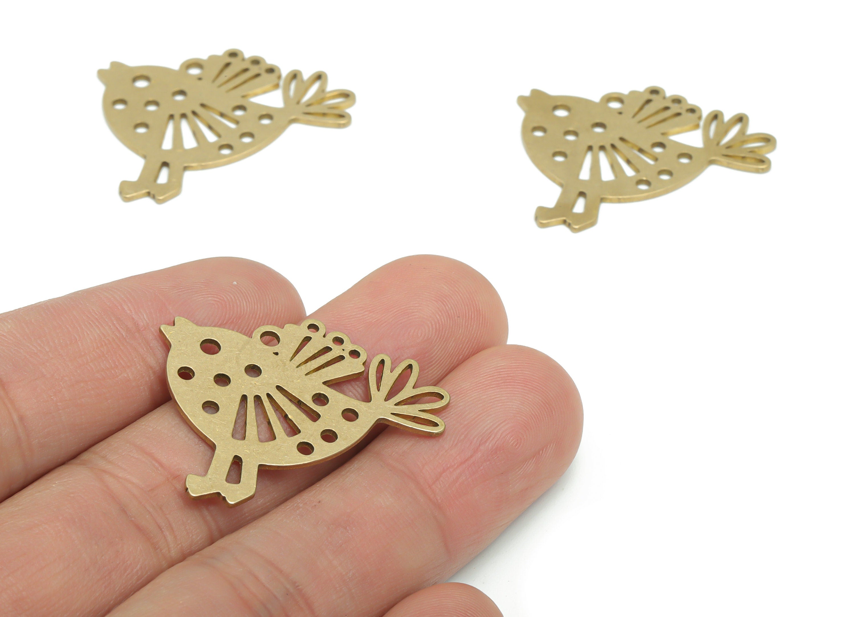 Brass Bubble Chick Earring Charms - Raw Brass Bubble Chick Pendant - Jewelry Making Supplies - 31.77x28.45x0.88mm - PPA2335 - DOMEDBAZAAR